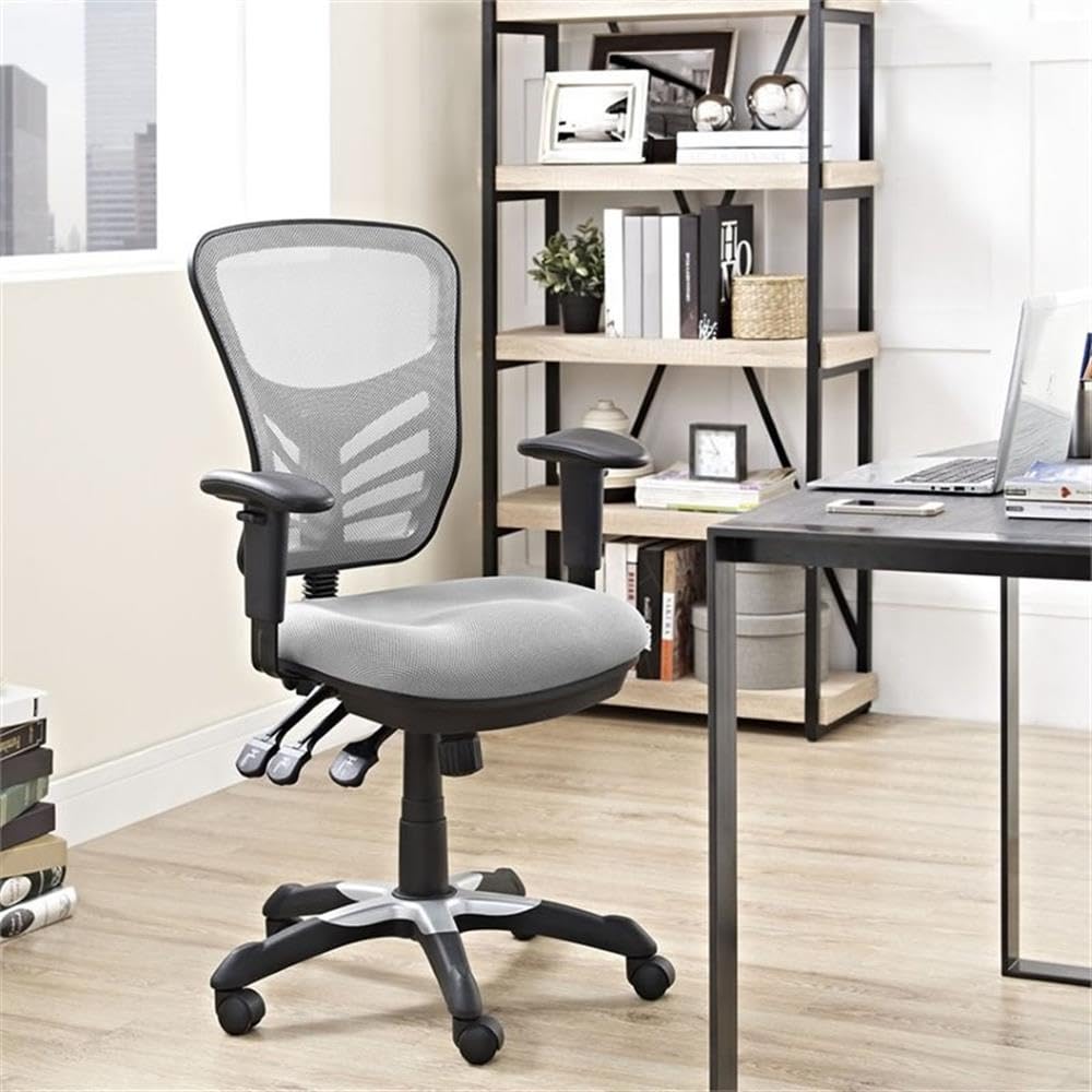 Hawthorne Collections Gray Mesh Fabric Office Chair - Ergonomic Desk Chair for Home & Office Workspace, Comfortable Computer Chair for Long Hours Sitting