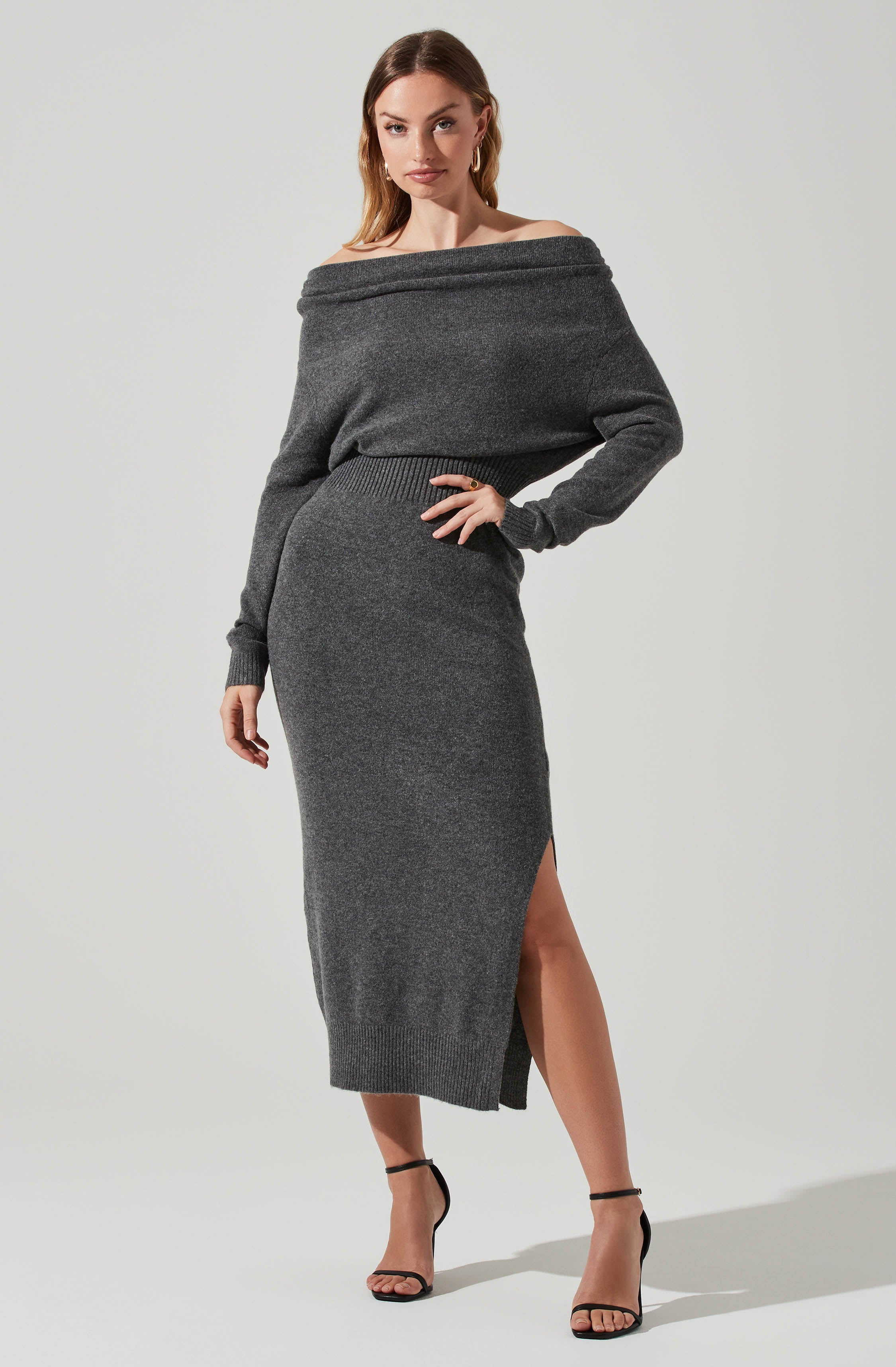 Cora Off Shoulder Sweater Dress for Women - Soft Knit Long Sleeve Bodycon Dress - Perfect for Date Night, Office Wear & Fall Fashion