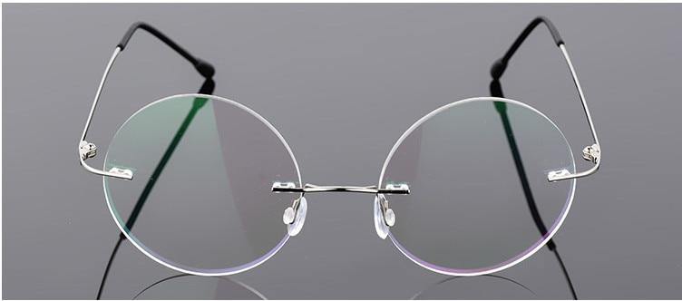 Steve Jobs Gandhi Harry Potter Style Foldable Ultra Light Blue Light Blocking Computer Glasses - Round Rimless Eyewear for Men & Women - Perfect for Office, Gaming & Screen Use