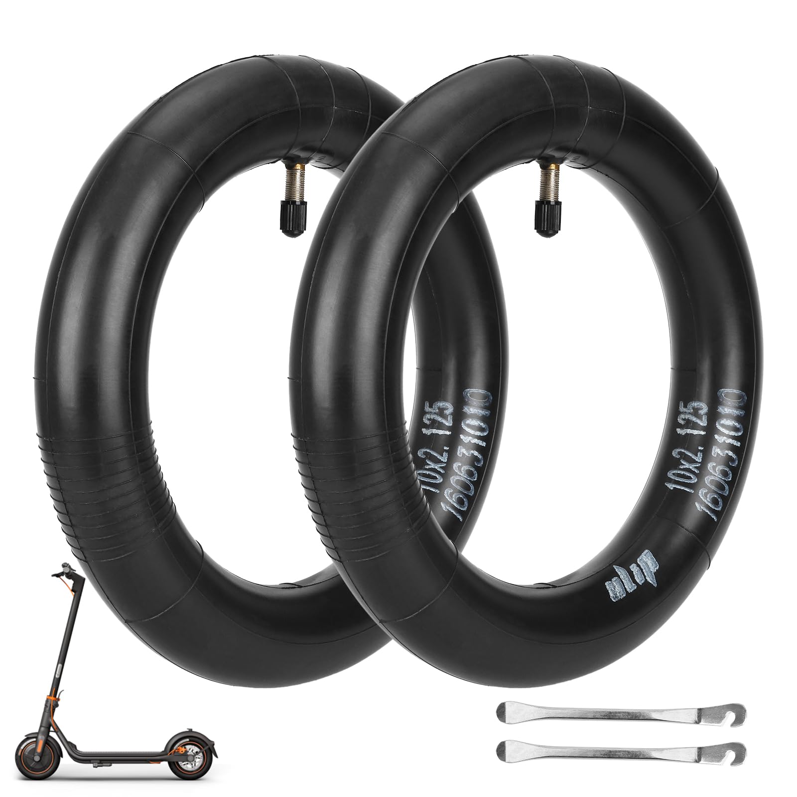 (2-Pack) 10x2.125 Replacement Inner Tubes with Straight Valve for Ninebot F30 F20 F25 F40 Scooter - Compatible with 10 Inch Electric Scooters - Perfect for Commuting, City Rides & Last-Mile Transportation