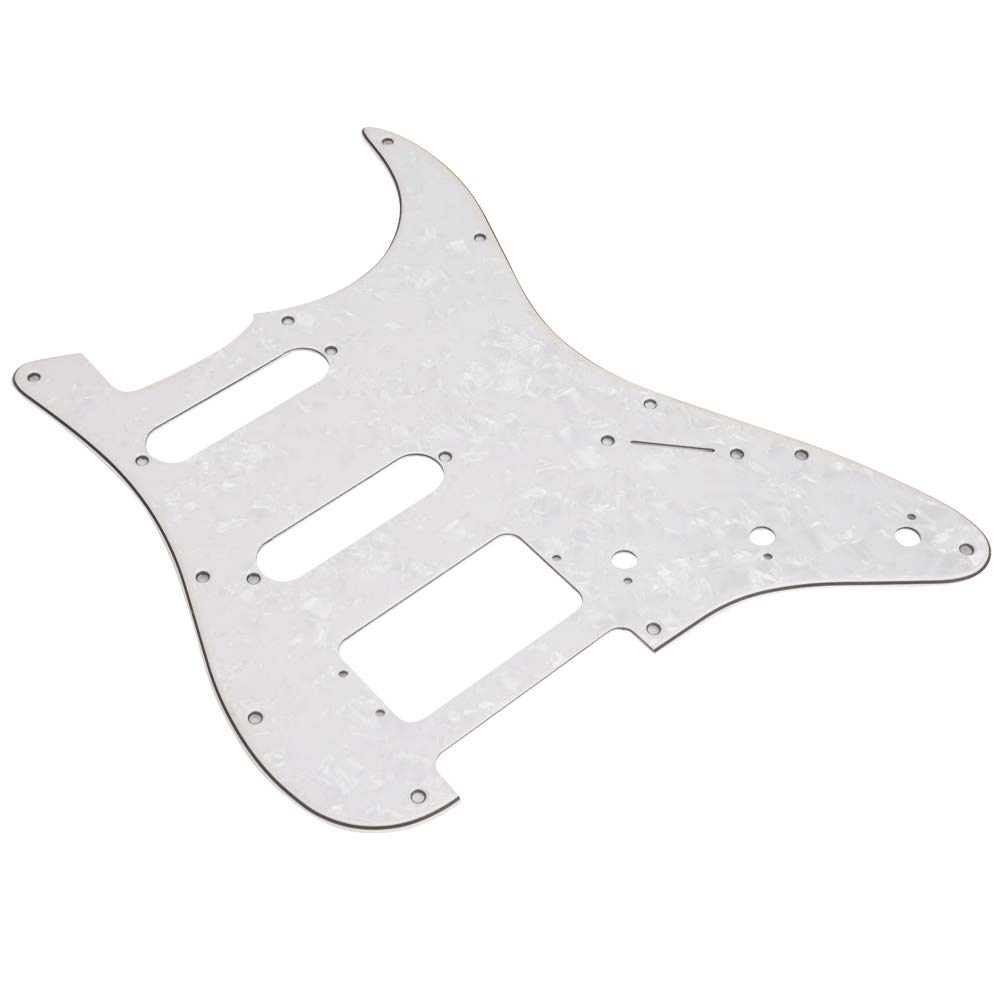 Electric Guitar Pickguard - 3-Layer Aluminum Shielded with 11 Holes (GSSH53 White Pearl) | Perfect for Stratocaster & Telecaster Replacement, DIY Guitar Upgrades & Noise Reduction