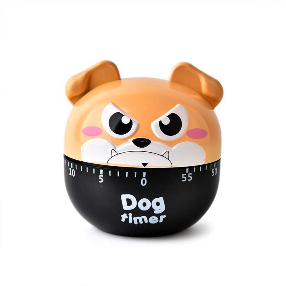 **60-Minute Cute Cartoon Dog Mechanical Kitchen Timer - Loud Alarm, Manual Wind-Up, Mini Cooking Clock for Baking, Boiling Eggs & Classroom Activities (Khaki)**