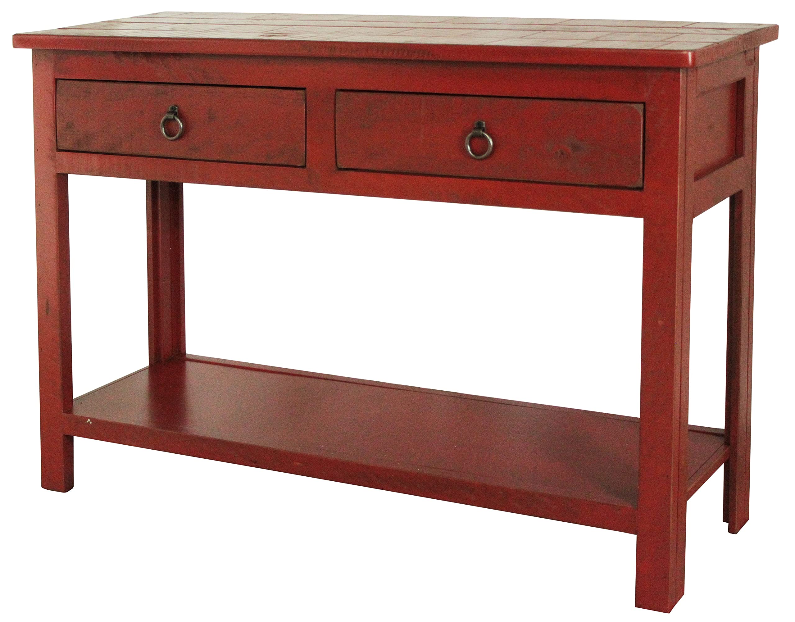 Rustic Red Sofa Table - Handcrafted Farmhouse Console Table for Living Room, Entryway & Hallway Decor | Perfect for Small Spaces, Behind Couch & Narrow Areas