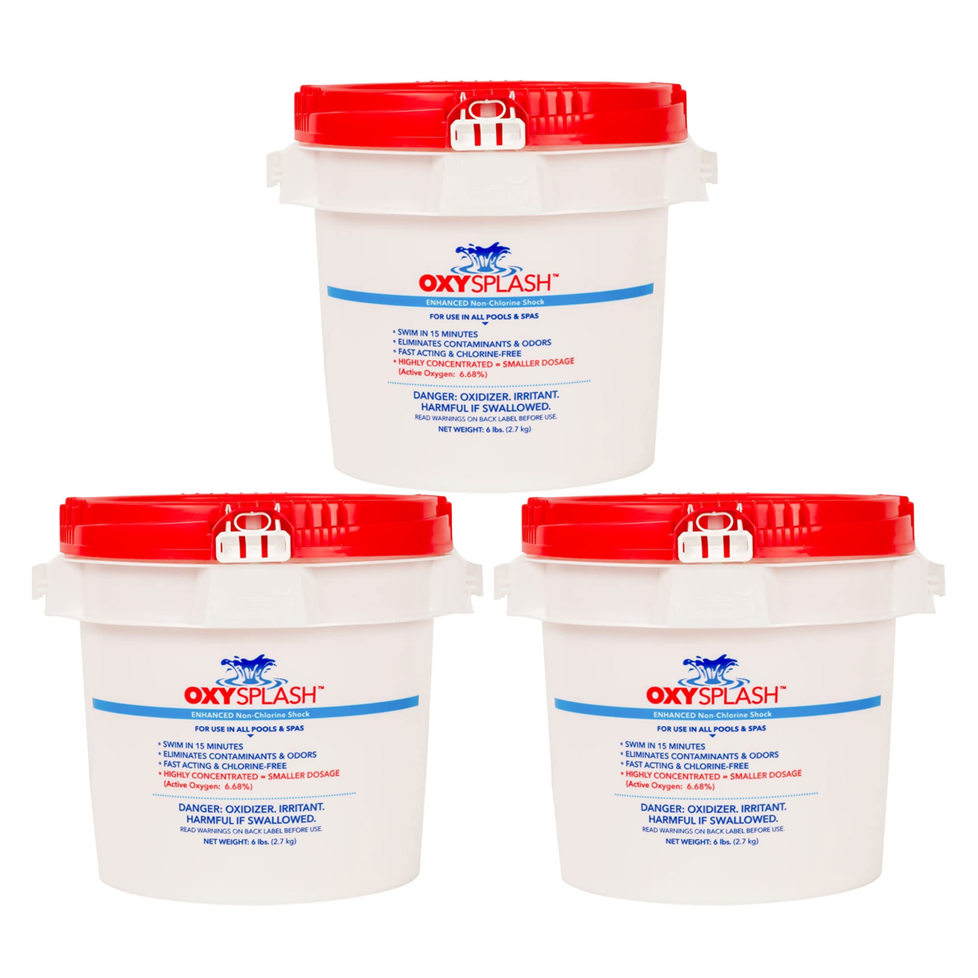 API OXSP6 Oxy Splash Non-Chlorine Pool Shock - 6lb Tub (3 Pack) for Swimming Pools, Spas & Hot Tubs - Removes Contaminants, Eliminates Odors - Perfect for Weekly Maintenance & Post-Storm Water Treatment