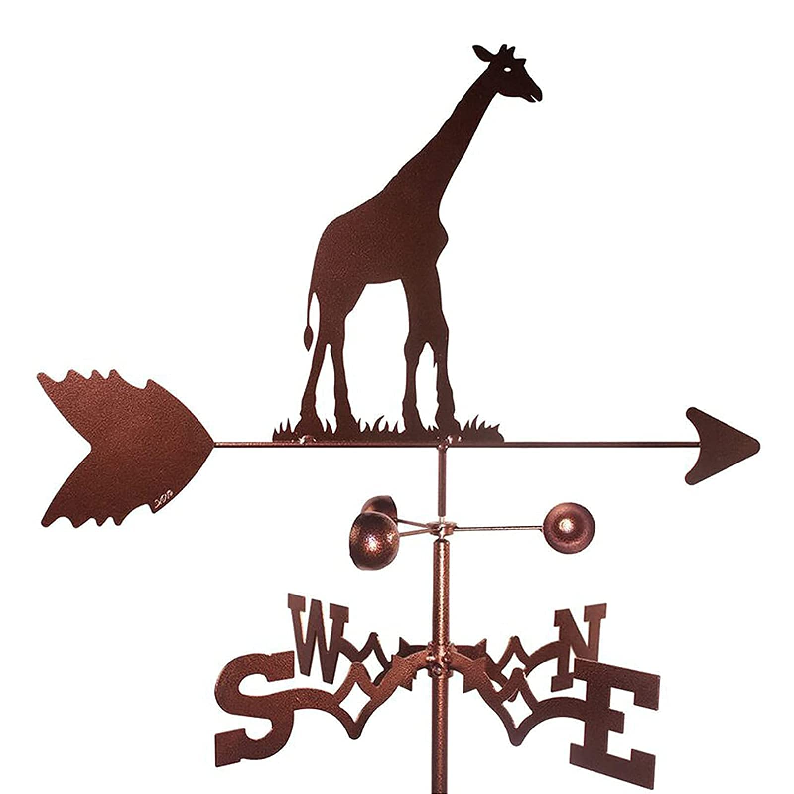 FMOGG Cast Iron Giraffe Weather Vane with Roof Mount - Wind Direction Indicator for Outdoor Garden, Farm & Yard Decor - Perfect for Roof Tops, Barns, and Countryside Homes
