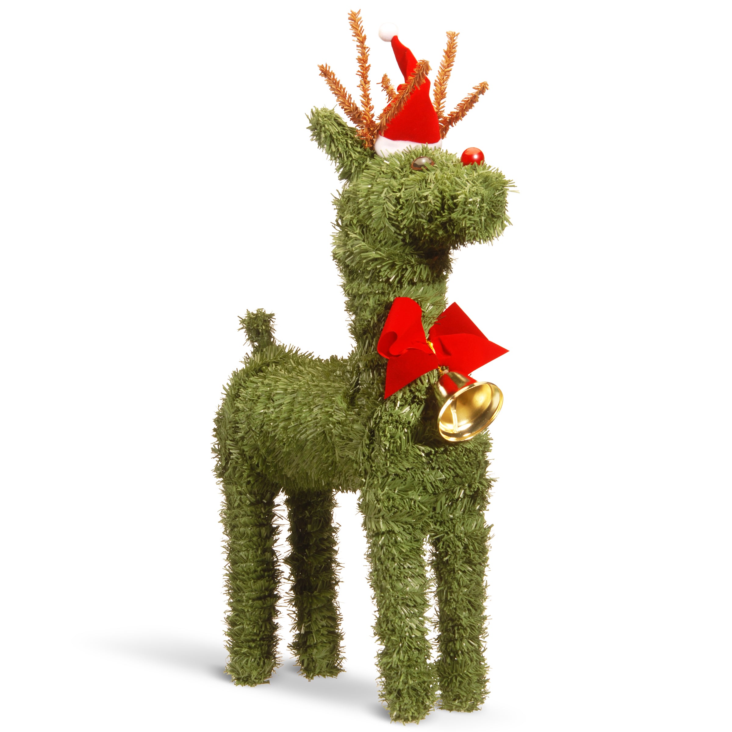 16 Inch Evergreen Reindeer Christmas Decor - Holiday Home & Outdoor Decoration for Xmas Tree, Yard, and Party
