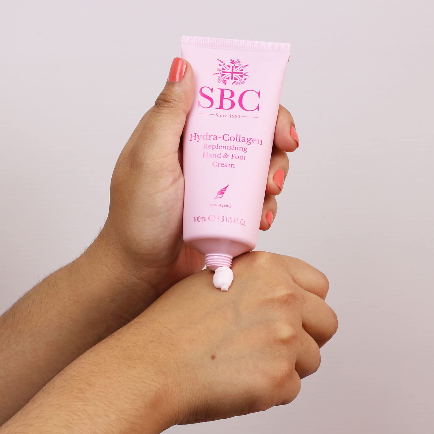 SBC Skincare Hydra-Collagen Replenishing Hand & Foot Cream - 100ml | Anti-Aging Treatment for Dry Skin | Intense Moisturizer for Cracked Hands & Feet | Perfect for Night Care & Winter Protection