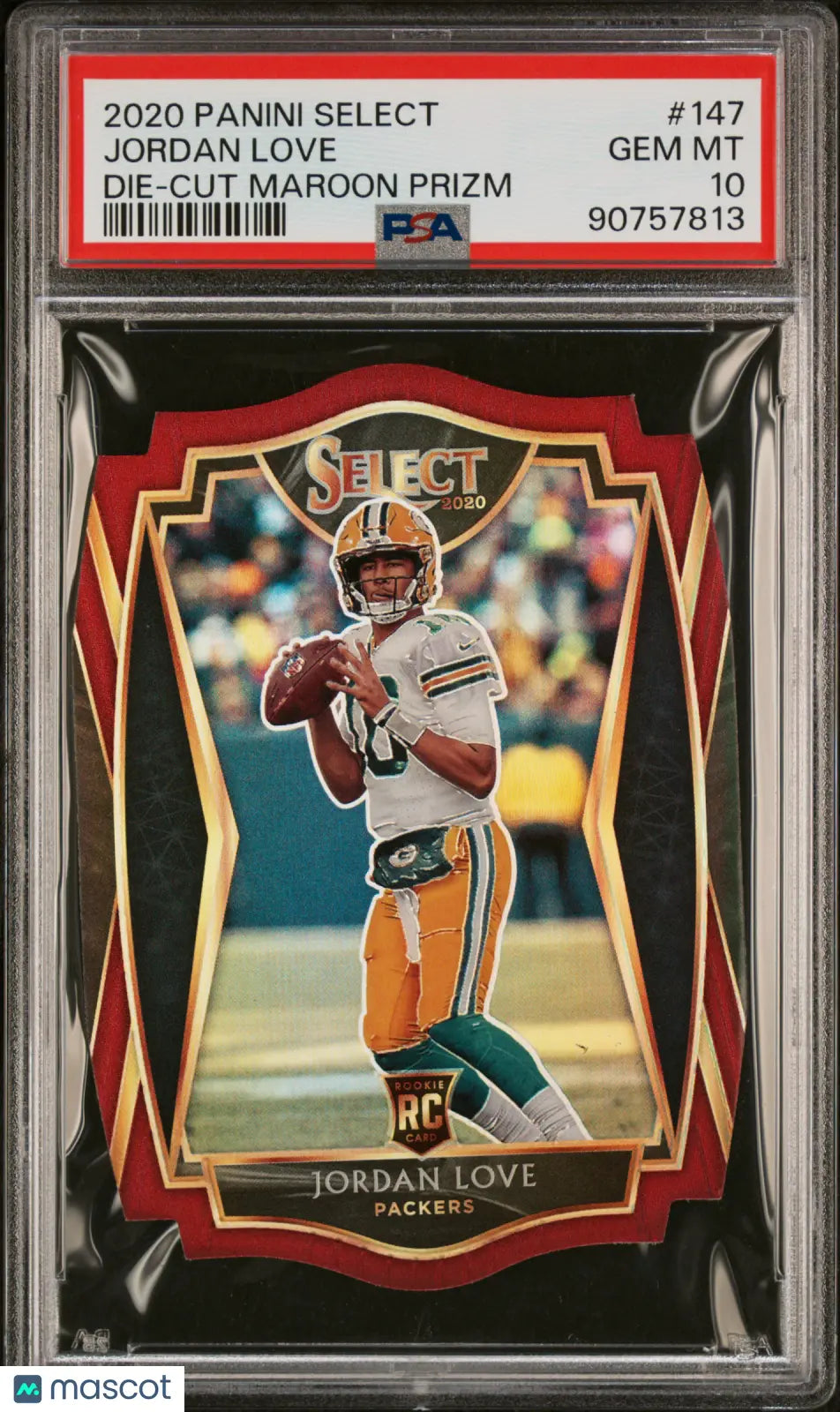 2020 Panini Select Football Jordan Love RC Die Cut Maroon Prizm PSA 10 #147 - Rare Collectible Trading Card for NFL Fans & Sports Memorabilia Collectors - Perfect for Display, Investment or Fantasy Football