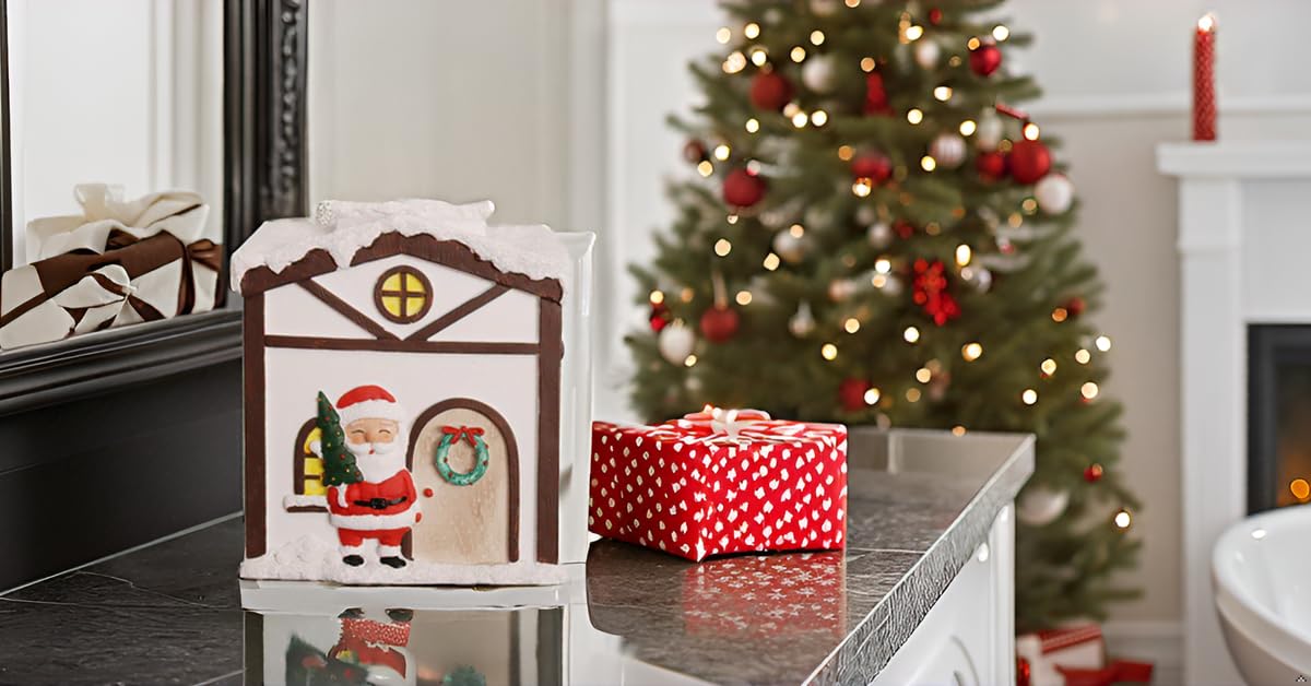 Christmas Tissue Box Cover - Unique Cube Design Kleenex Holder for Countertops, Bedroom & Living Room | Holiday Home Decor Gift Idea | Perfect for Christmas Decorations, Parties & Cozy Winter Nights
