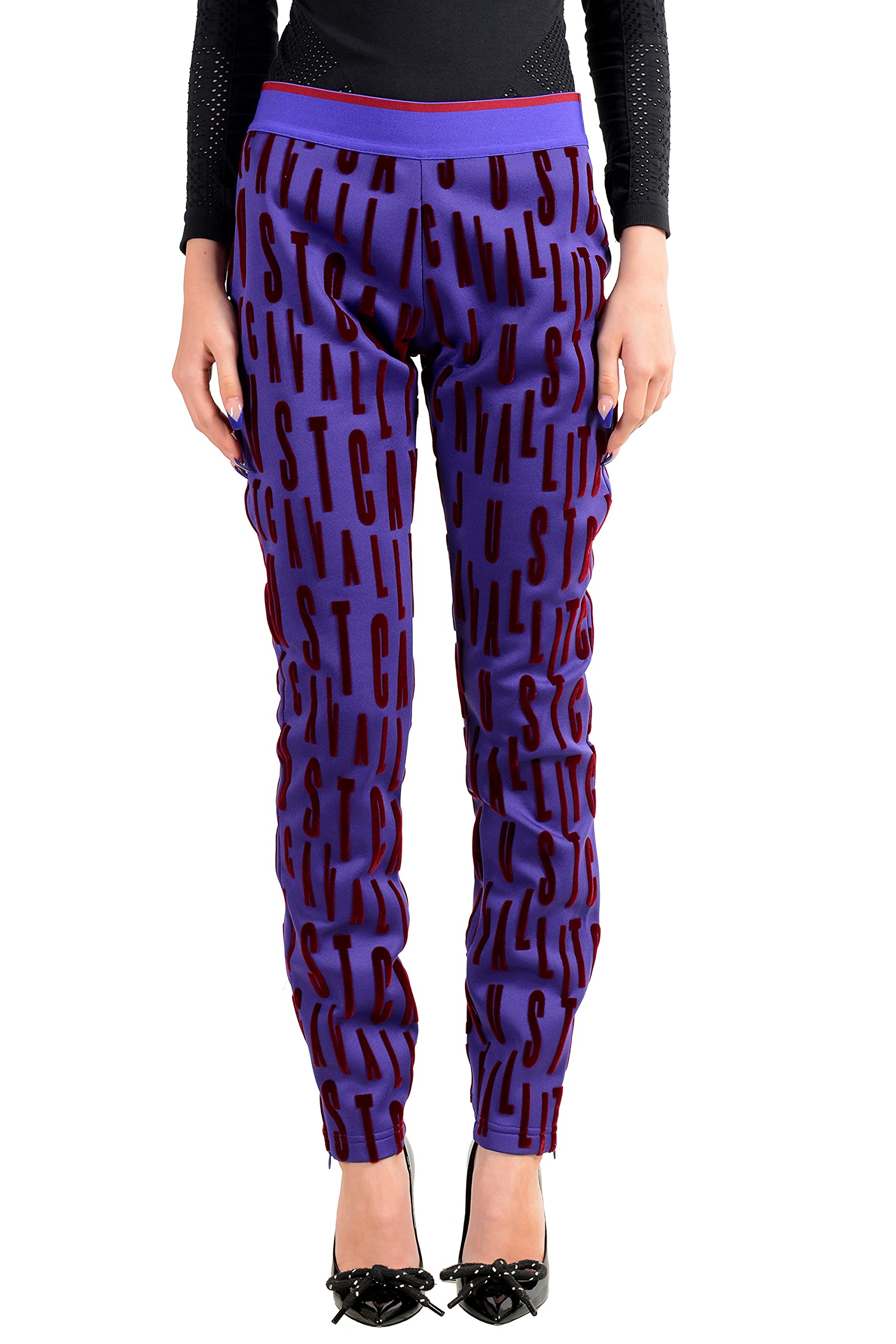 Just Cavalli Women's Multi-Color Stretch Elastic Waist Casual Pants - Comfortable Trousers for Work, Travel & Daily Wear - US Size S (IT 40)