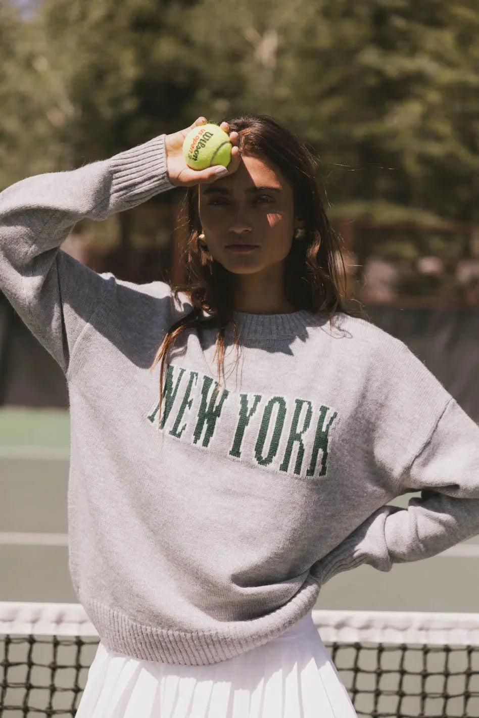 New York Crew Neck Sweater for Men & Women | Soft Grey Cotton Knit Pullover | Cozy Winter & Fall Fashion | Perfect for Casual Wear, Office & Outings