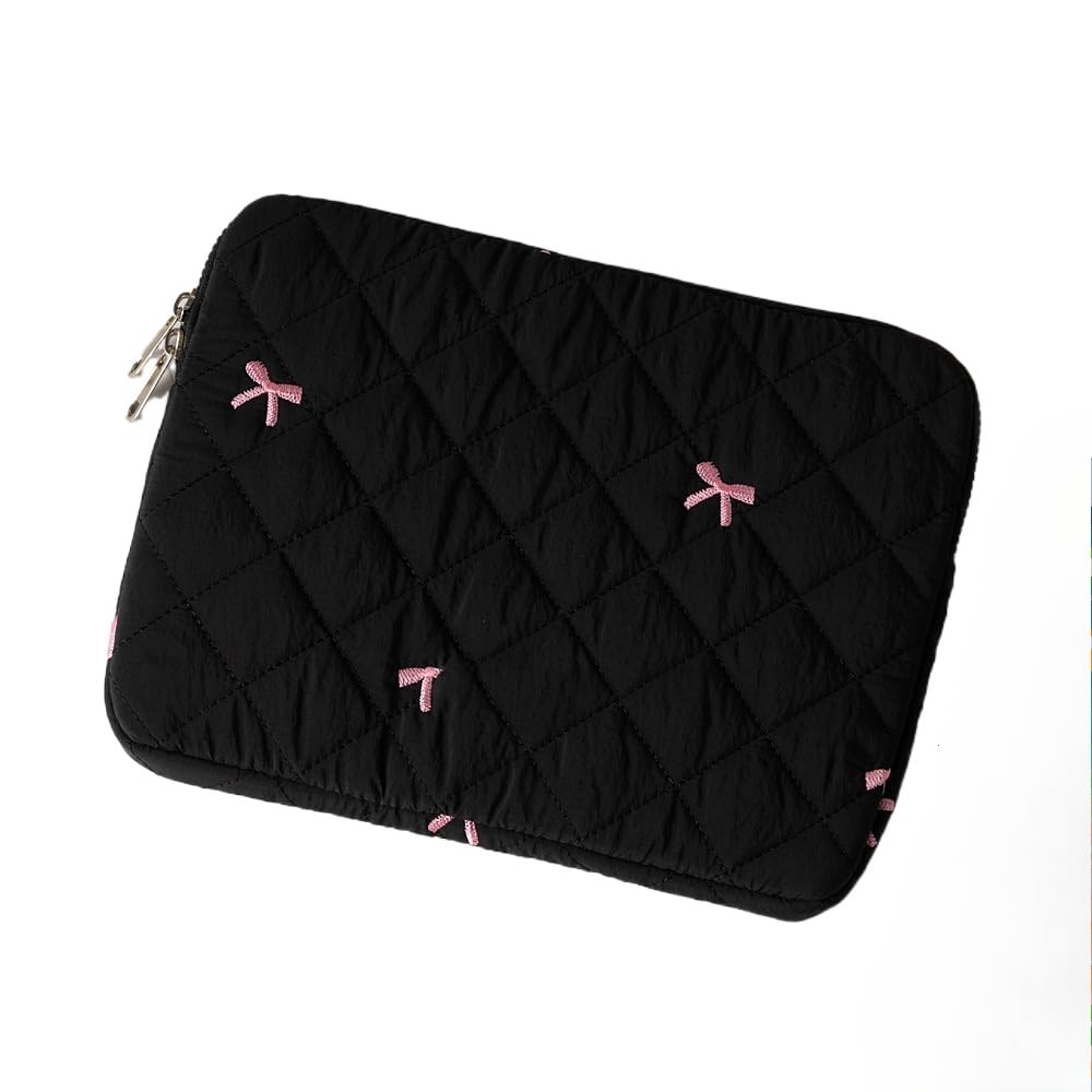 Cute Y2K Preppy Kawaii Laptop Sleeve Case Bag with Bow Graphic - 13-14 Inch Black Computer Protect Pouch for School, Work & Travel