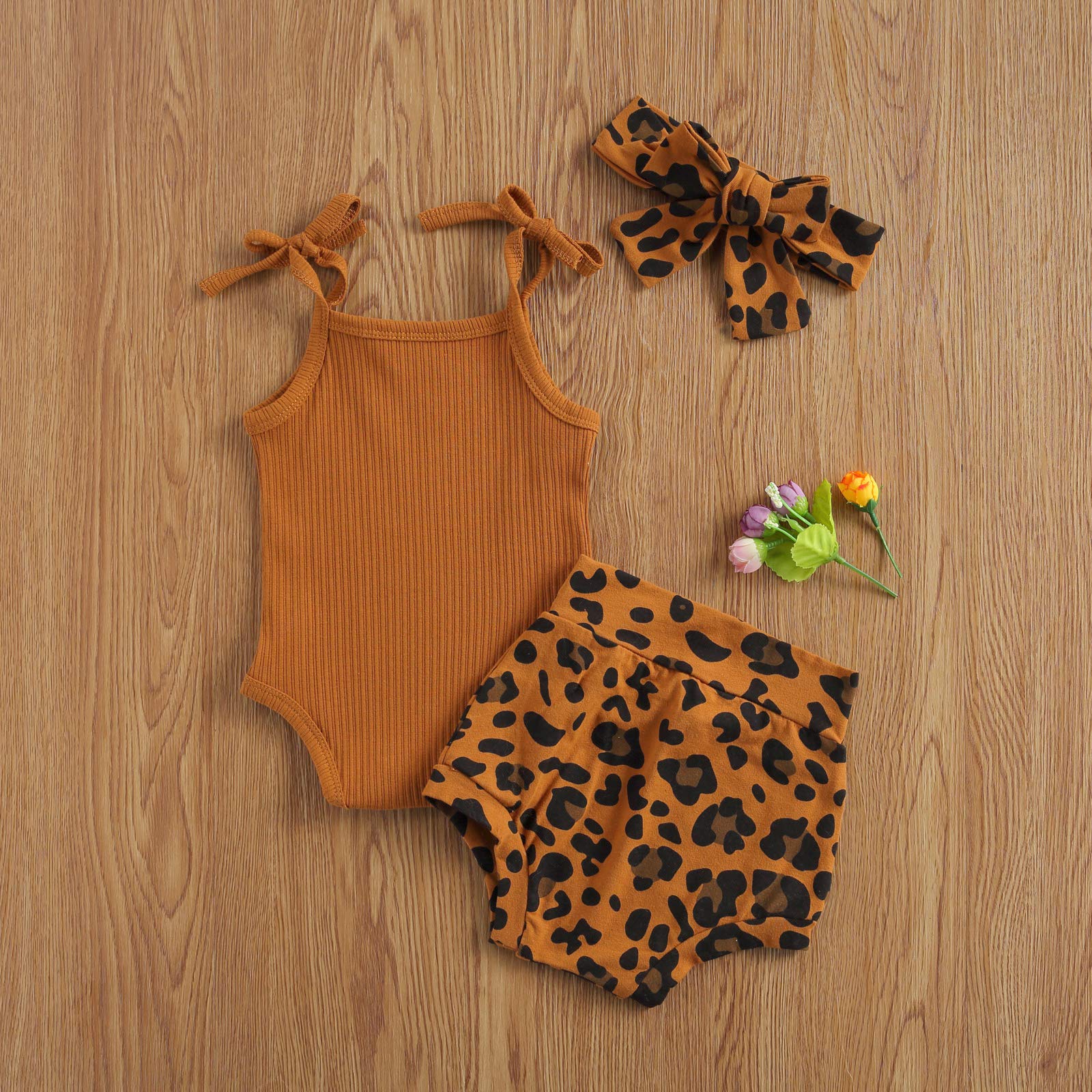 Kuriozud Newborn Baby Girl 2-Piece Summer Outfit Set - Tank Romper Top + Ruffle Bloomer Shorts | Cute Infant Clothes for Playdates & Photo Shoots