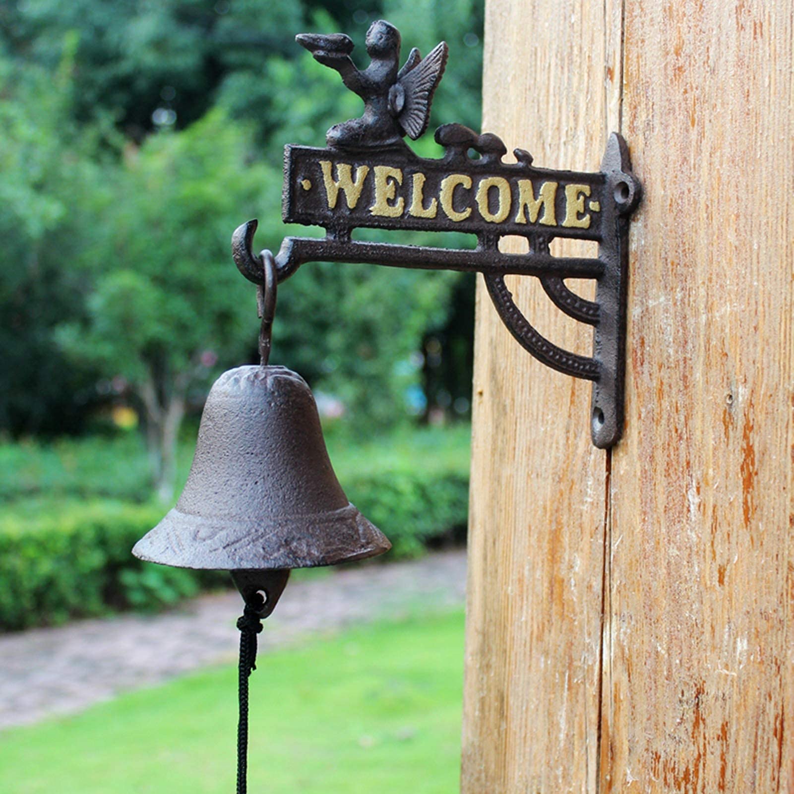 Vintage Cast Iron Doorbell with Welcome Sign - Handcrafted Outdoor Wall Mounted Ship Bell for Home & Garden Decor | Perfect for Farmhouse, Cottage, and Coastal Style Entryways