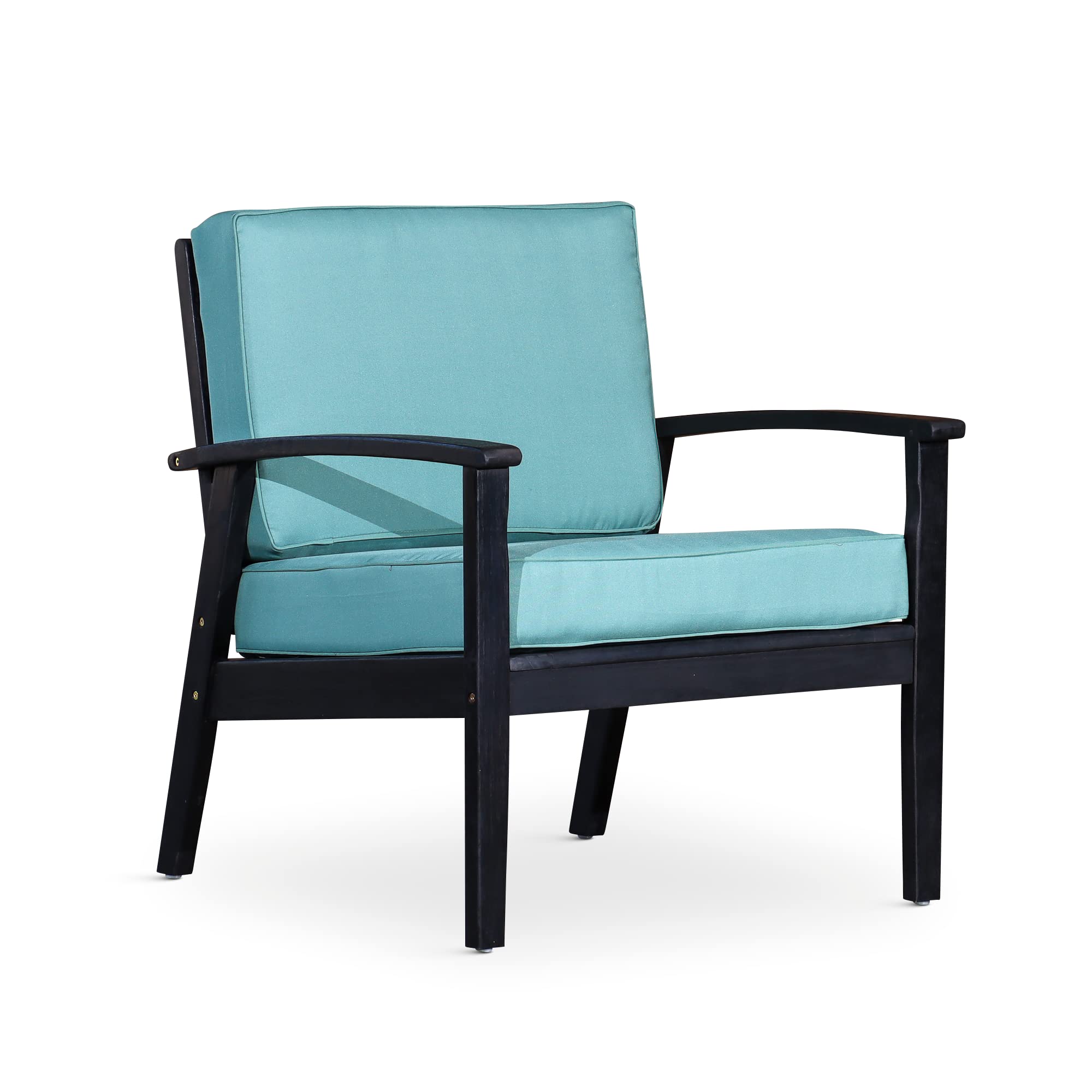 DTY Outdoor Living Longs Peak Deep Seat Eucalyptus Chair - Espresso Finish with Sage Cushions | Patio, Garden, Deck & Poolside Furniture for Relaxing Outdoors