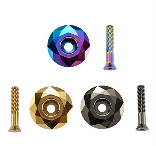 Rainbow Color Aluminum Bike Headset Top Cap 1 1/8 inch with Bolt - Compatible for MTB, Mountain & Road Bikes - Perfect for Bike Upgrades and Maintenance