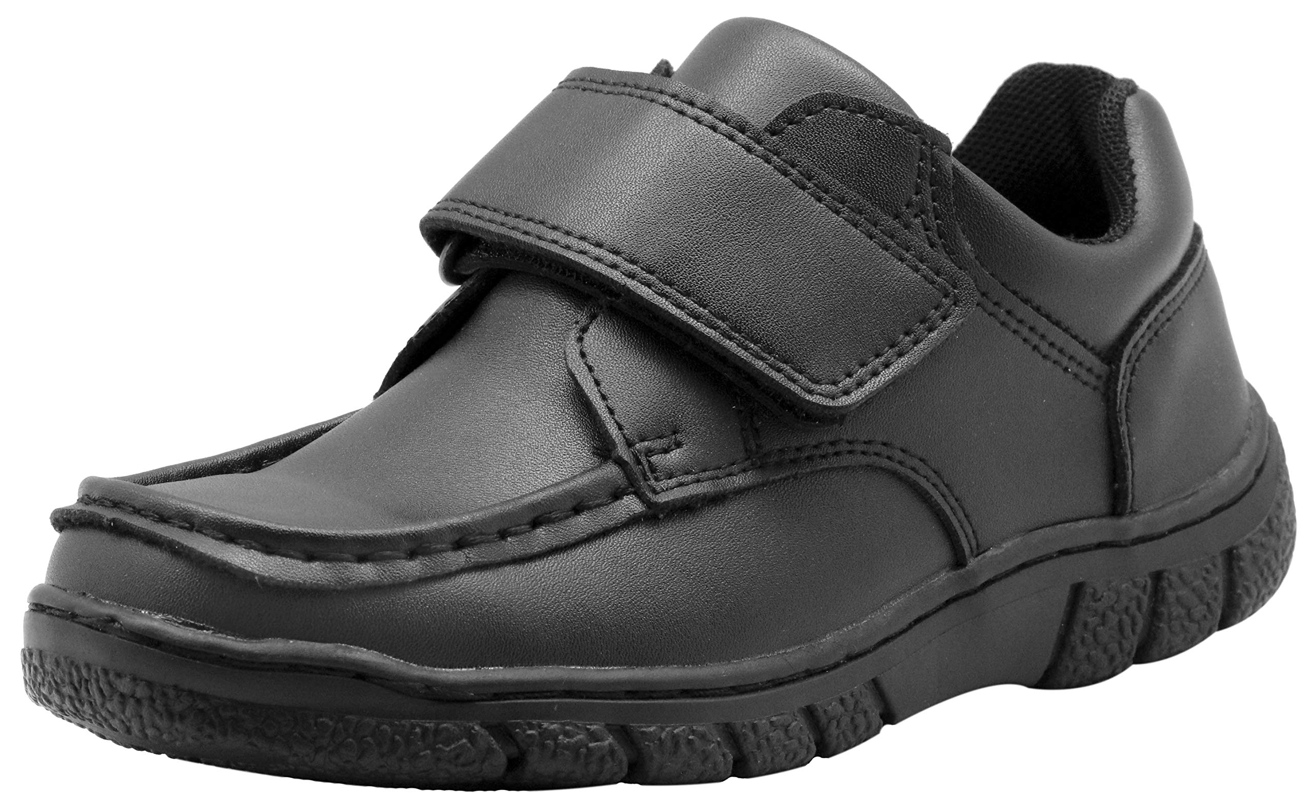 Apakowa Boys' Oxford School Uniform Loafer Shoes - Adjustable Strap Comfort Dress Shoes for Toddler, Little Kid & Big Kid - Perfect for School, Church & Formal Occasions