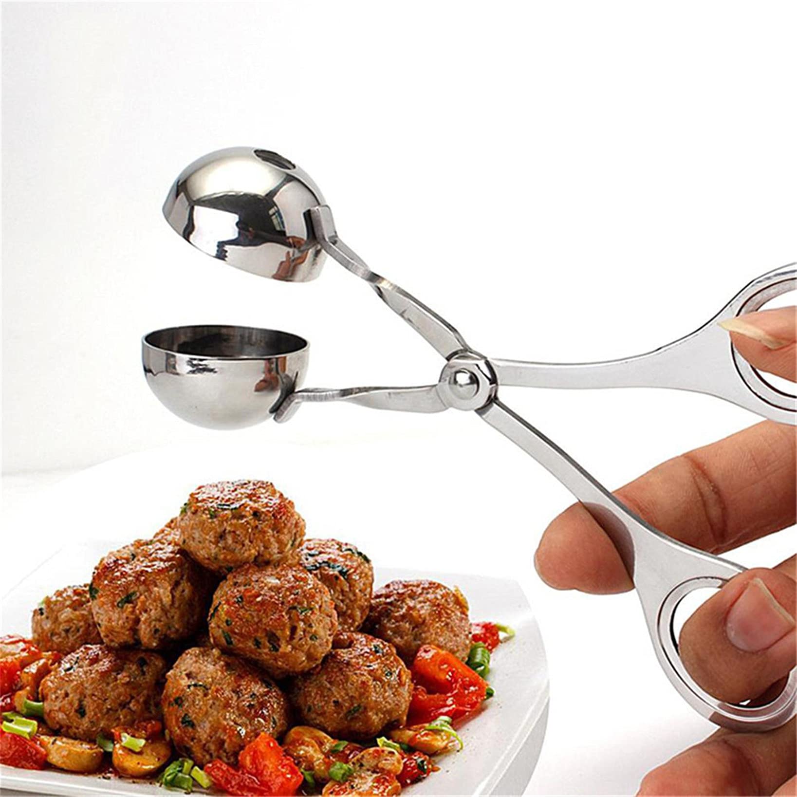 Premium Stainless Steel Meat Baller Tongs - Professional Cookie Dough Scoop for Baking, Cake Decorating & Kitchen Tools (Style 4) - Perfect for Making Meatballs, Cookies, Cupcakes & More