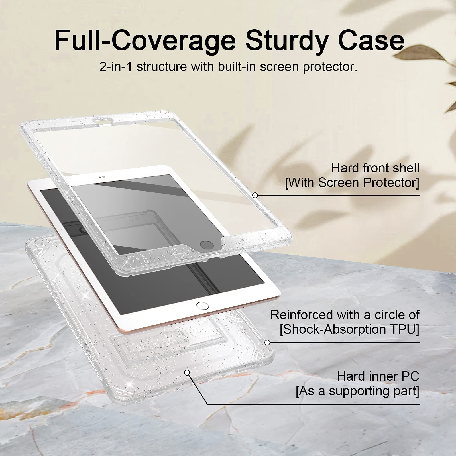 Clear Glitter iPad Air 2 Case & iPad 6th/5th Gen 9.7