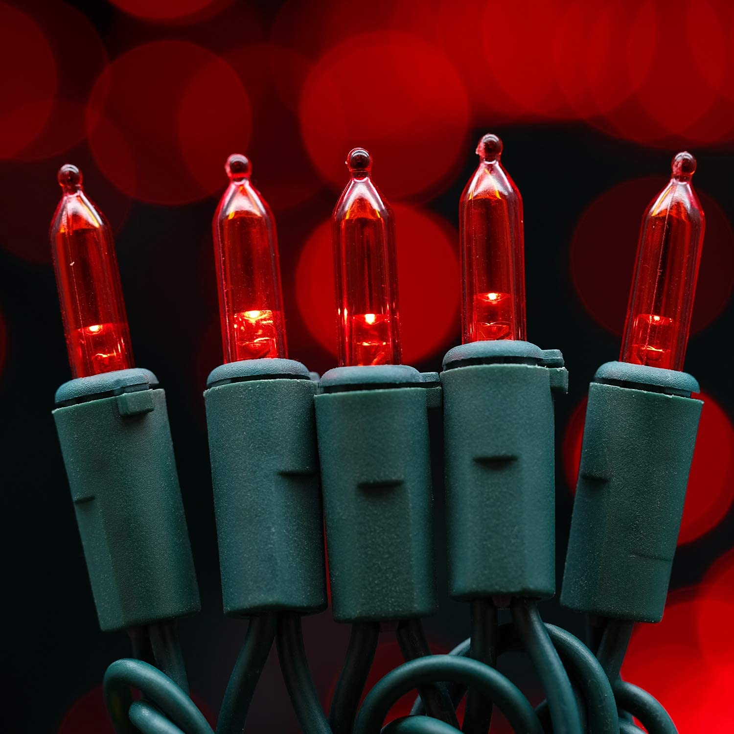200 Count Red LED Christmas Lights - 66 ft Green Wire UL Certified Commercial Grade Holiday String Light Set for Indoor & Outdoor Decorations, Parties, and Festive Events