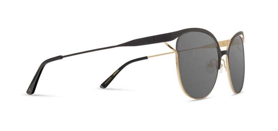 Shwood Odessa Metal Sunglasses - Obsidian & Gold Frame with Grey Lenses - Stylish UV Protection for Outdoor Activities & Driving