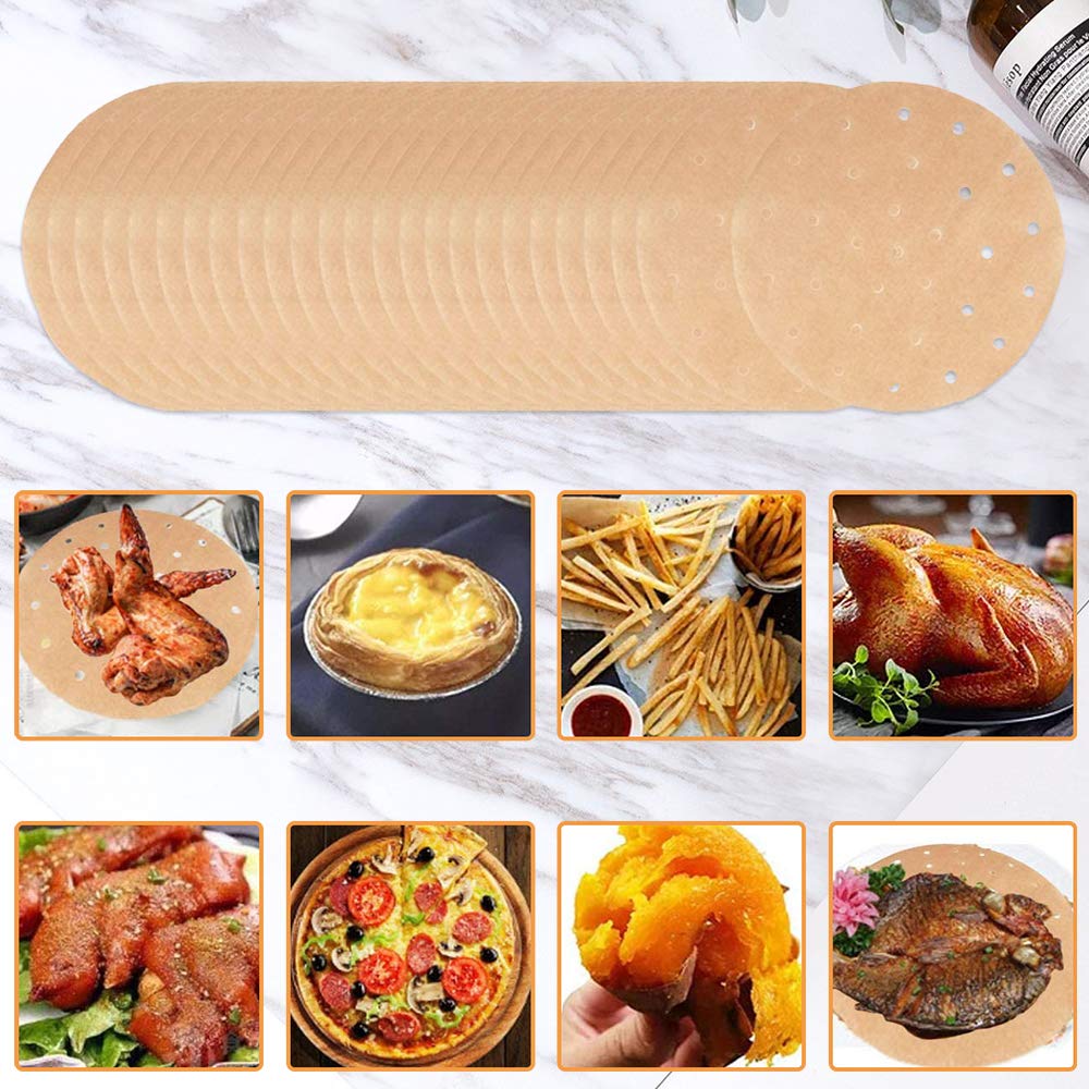 WanderLand 100-Pack 9-Inch Air Fryer Parchment Liners - Disposable Nonstick Round Baking Paper for Microwave, Oven & Air Fryer - Oil & Water Resistant, Bleach-Free - Perfect for Roasting, Baking & Reheating Food
