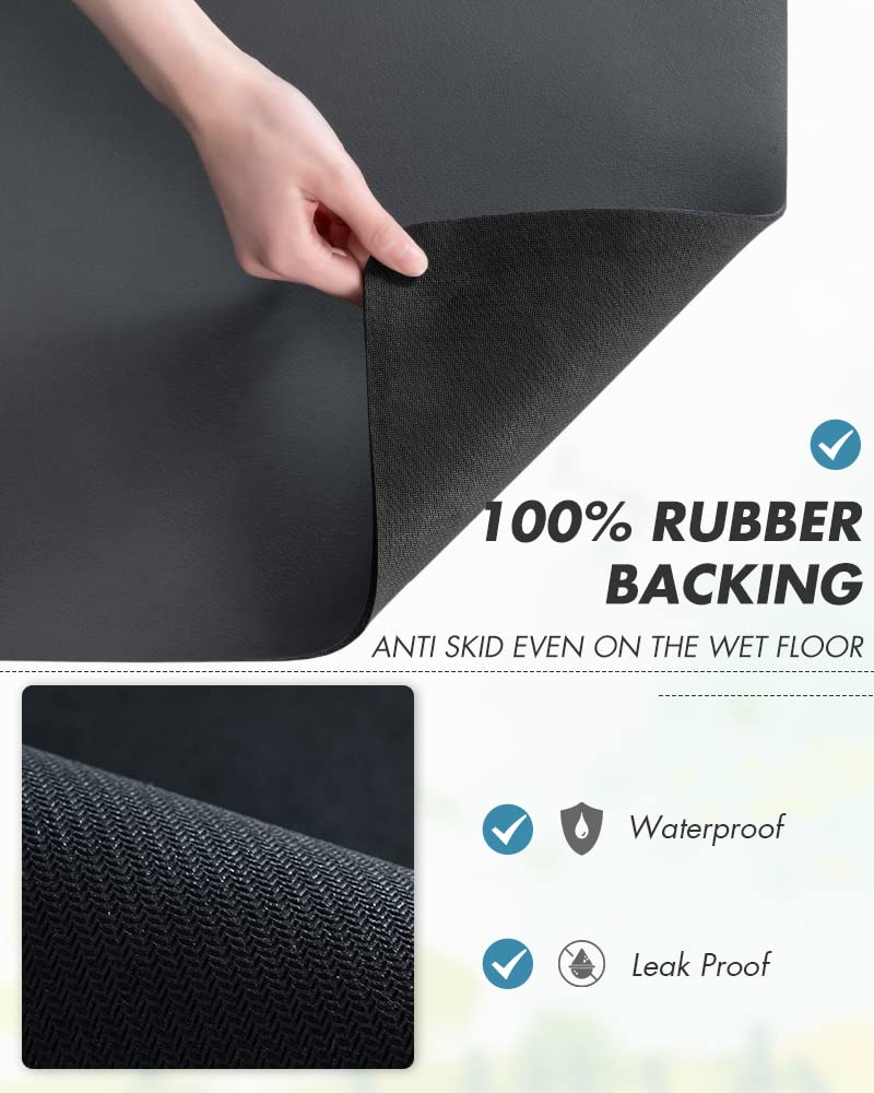 AMOAMI Non-Slip Absorbent Coffee Mat - Stain Hiding Kitchen Counter Drying Mat with Rubber Backing, Fits Under Coffee Makers, Espresso Machines & Dish Racks | Perfect for Coffee Bars, Kitchens & Office Break Rooms