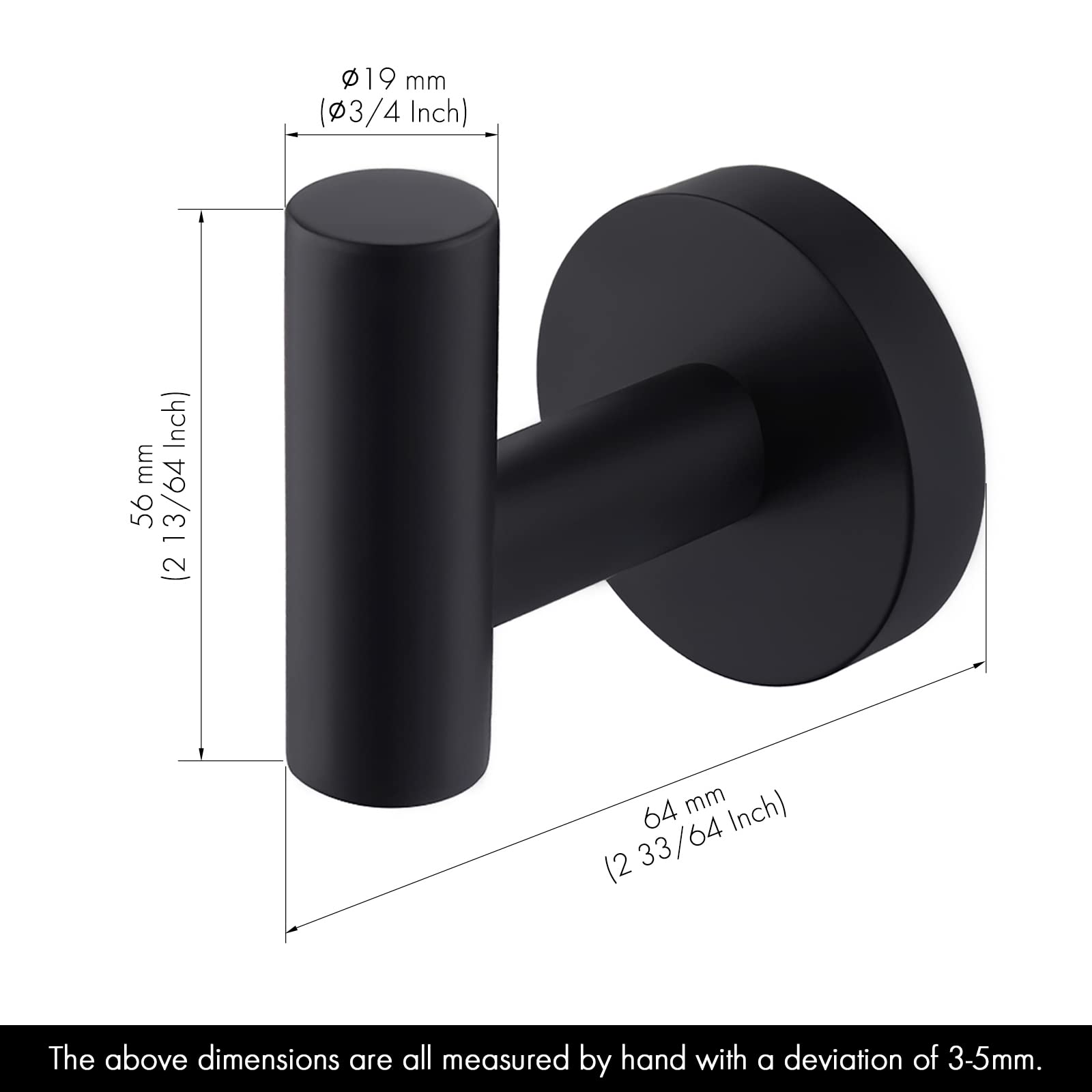 KES 2-Pack Stainless Steel Bathroom Tissue Holder & Towel Hook Set - SUS 304 Paper Roll Holder, Robe Hook for Bathroom Organization (Black) - Perfect for Modern Bathrooms, Powder Rooms & Spa Retreats