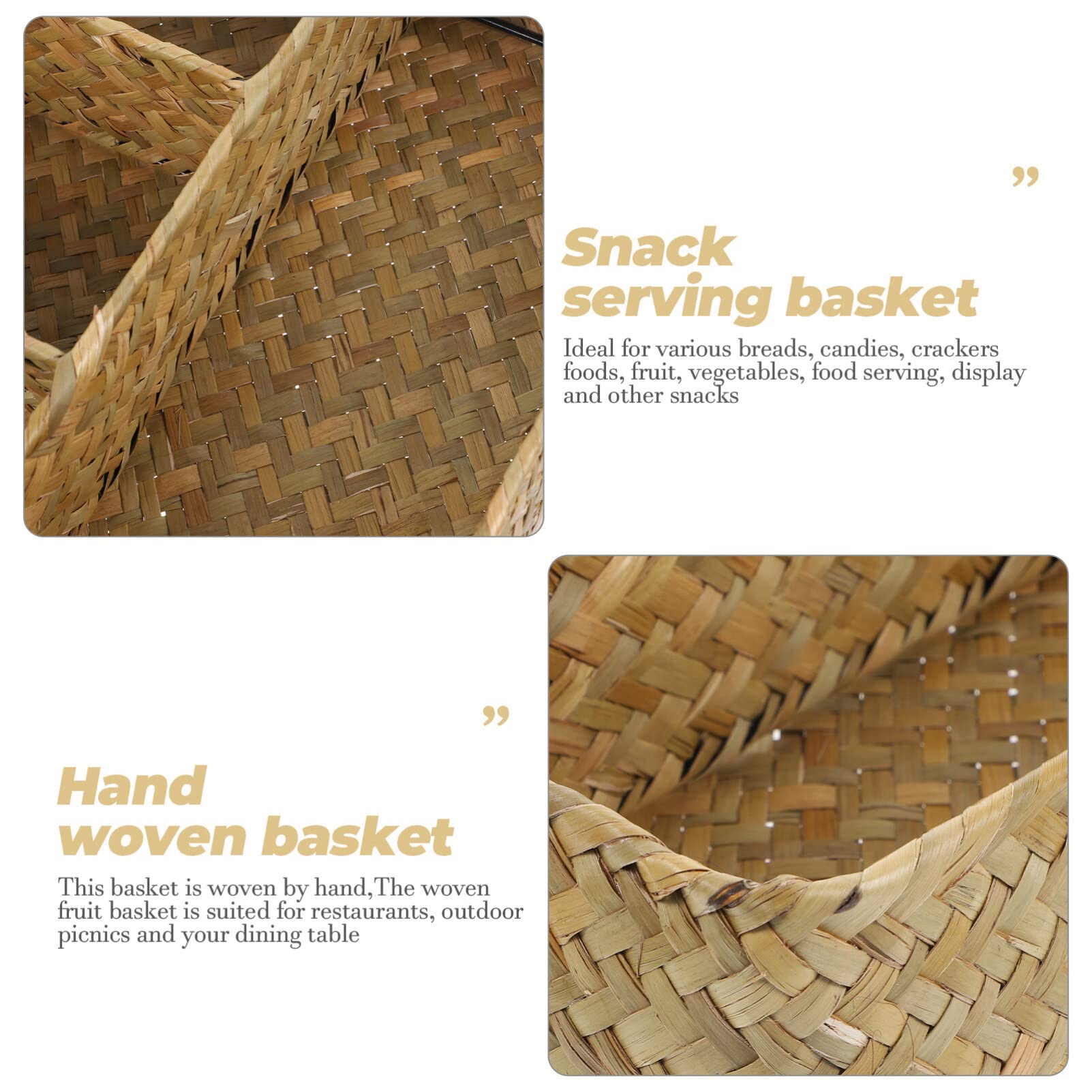 HEMOTON Seagrass Storage Basket - Natural Desktop Organizer for Snacks, Toys, Sugar Packets & Fruits | Eco-Friendly Home Decor & Kitchen Storage Solution | Perfect for Living Room, Office or Nursery Organization
