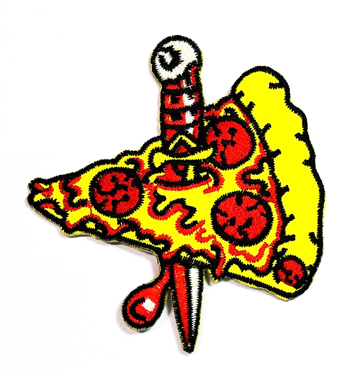 Vintage Italian Pizza Slice Embroidered Iron-On Patch - Fun Retro Cartoon Design for Jackets, T-Shirts & Costumes | DIY Sew-On Applique Badge for Fast Food & HHO Enthusiasts