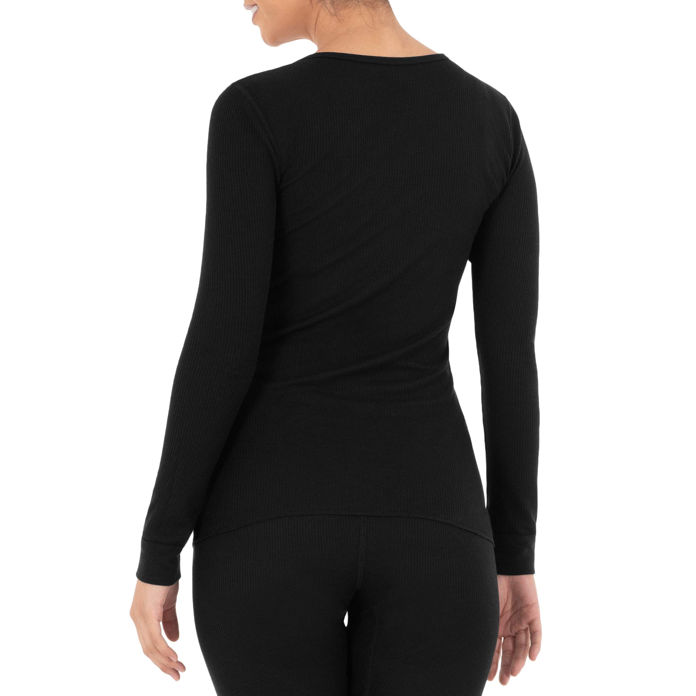Fruit of the Loom Women's Micro Waffle Thermal V-Neck Long Sleeve Shirt - Soft & Warm Winter Layering Top for Casual Wear, Work & Outdoor Activities