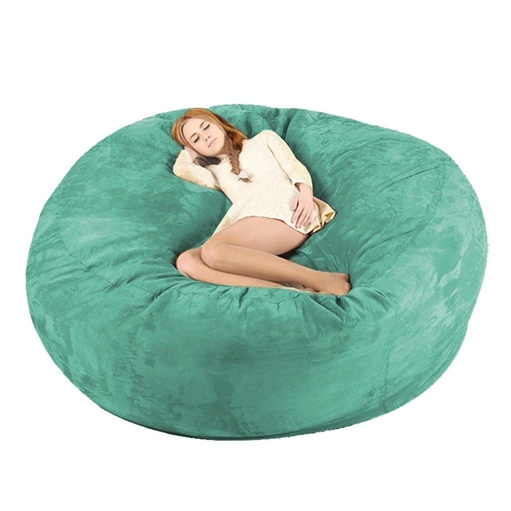 Luxury Giant 6/7/8ft Bean Bag Chair Cover (No Filler Included) - Soft Plush Fabric for Kids' Toys or Memory Foam Storage - Green 7ft - Perfect for Playrooms, Dorm Rooms & Home Theater Lounging