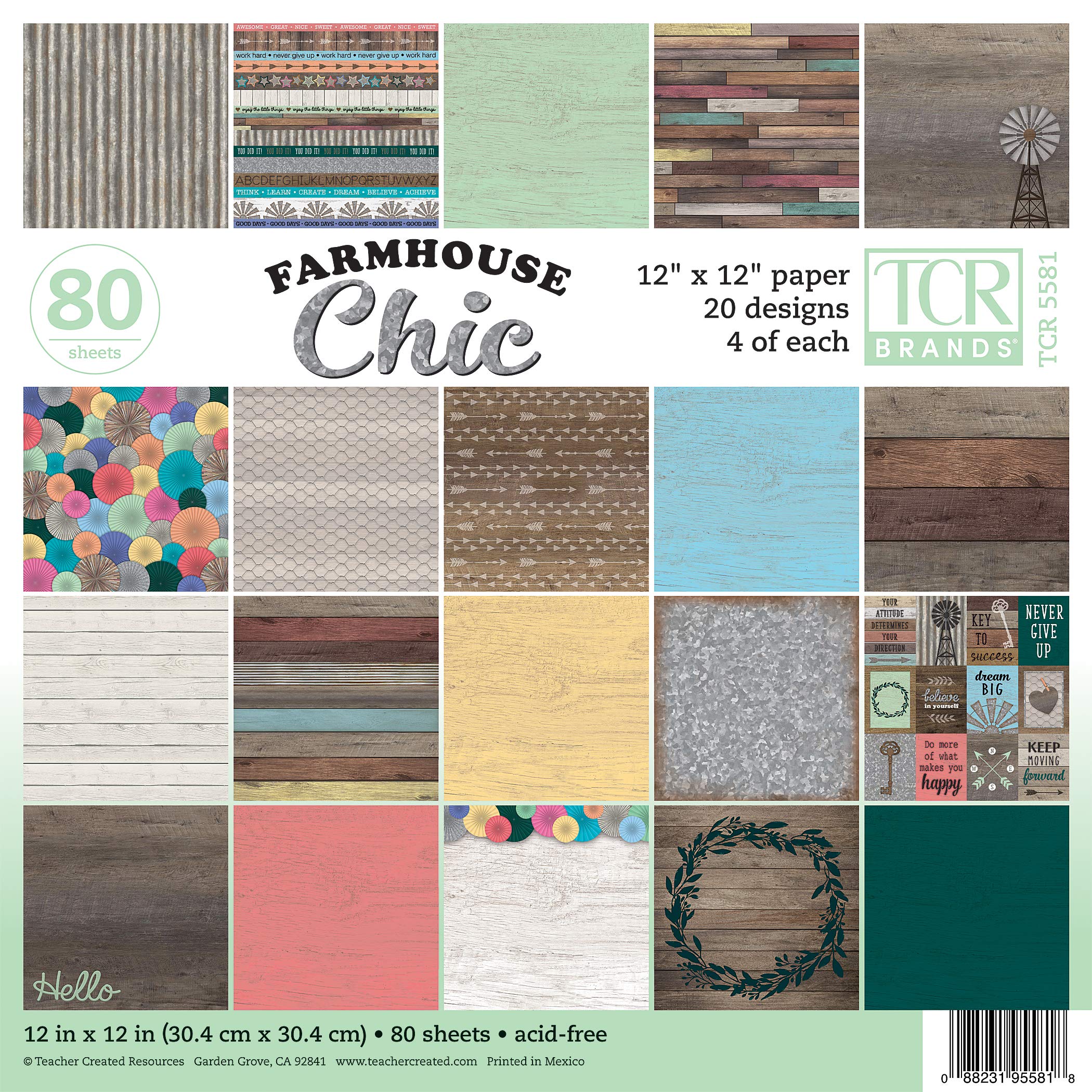 Teacher Created Resources Farmhouse Chic Scrapbook Paper Pad 12