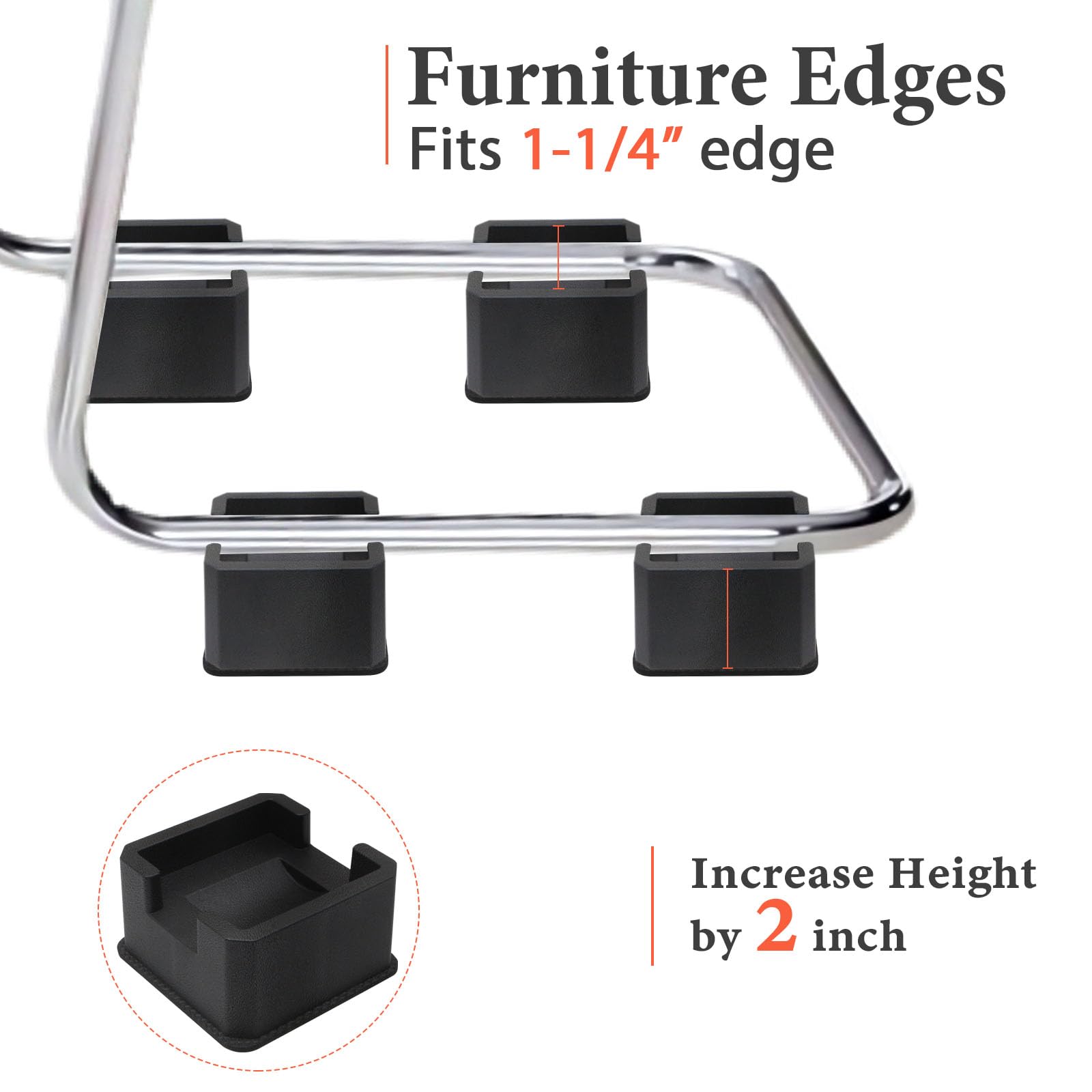 2 Inch Heavy Duty Bed Risers - Adjustable Bed Lifts for Casters & Wheels - Supports Up to 6000lbs - Perfect for Bed Frames, Furniture, Tables, Sofas & Couches - Ideal for Dorm Rooms, Home Offices & Guest Bedrooms