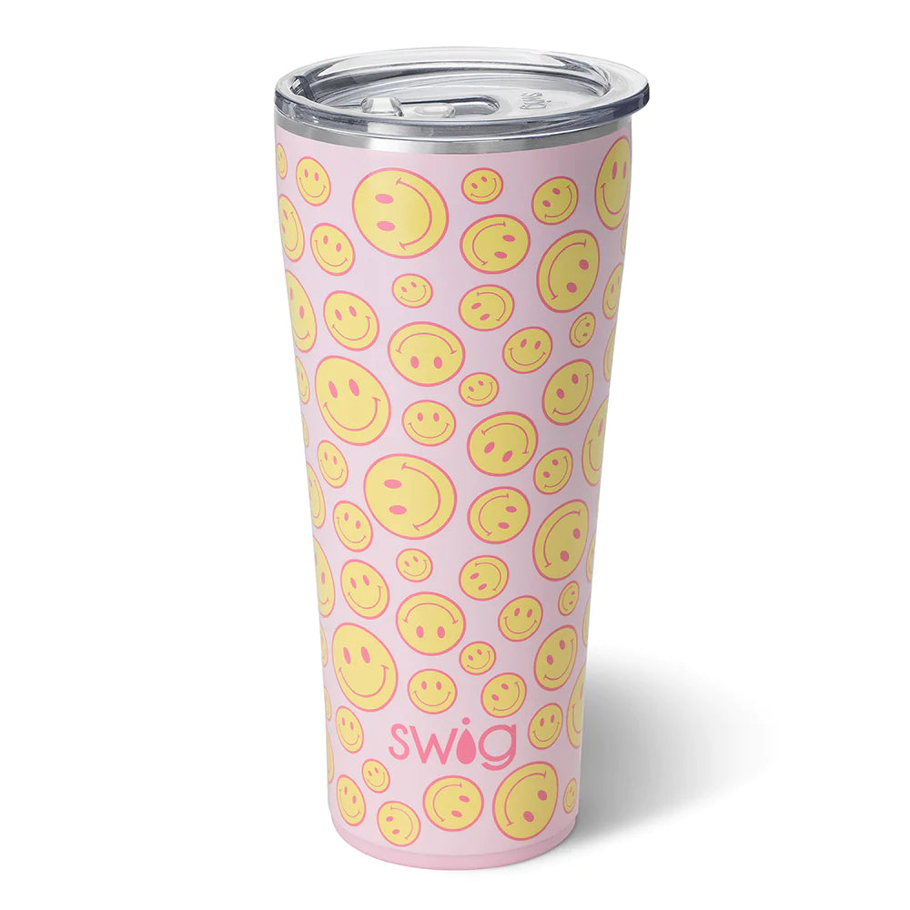 Oh Happy Day 32oz Insulated Tumbler - Stainless Steel Travel Mug with Lid & Straw, Perfect for Coffee, Tea & Cold Drinks at Work, Gym or Outdoor Adventures