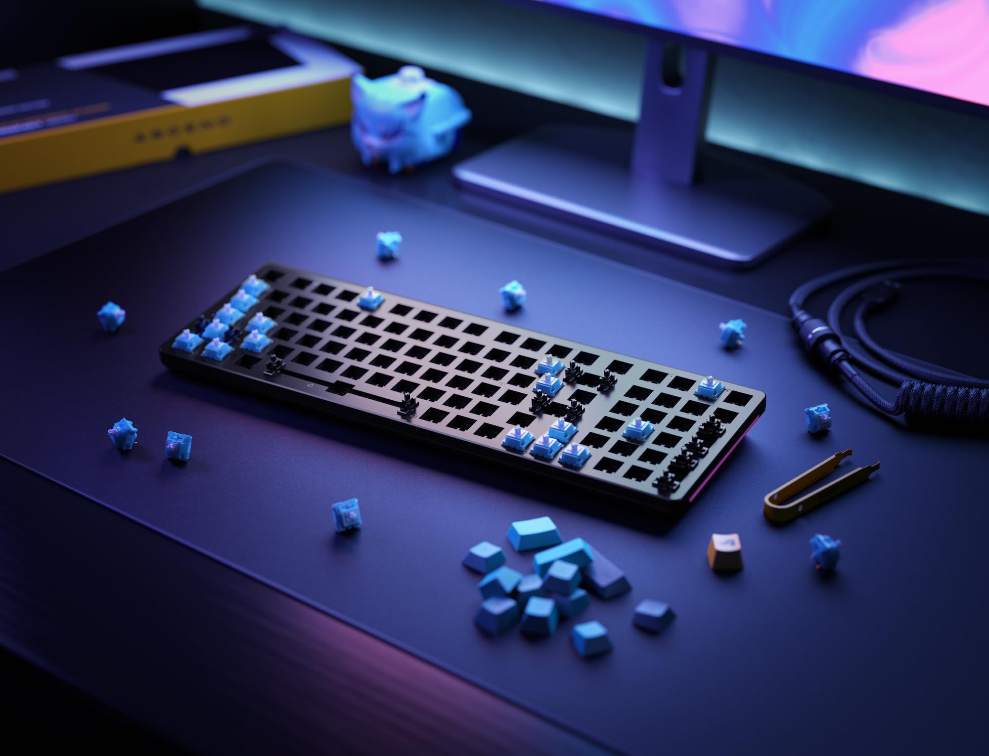 Glorious GMMK 2 96% Full Size Barebones Mechanical Gaming Keyboard - Aluminum Frame, Hot-Swappable, RGB Backlit, Customizable, ISO Layout - Black - Perfect for Esports, Streaming & Office Work
