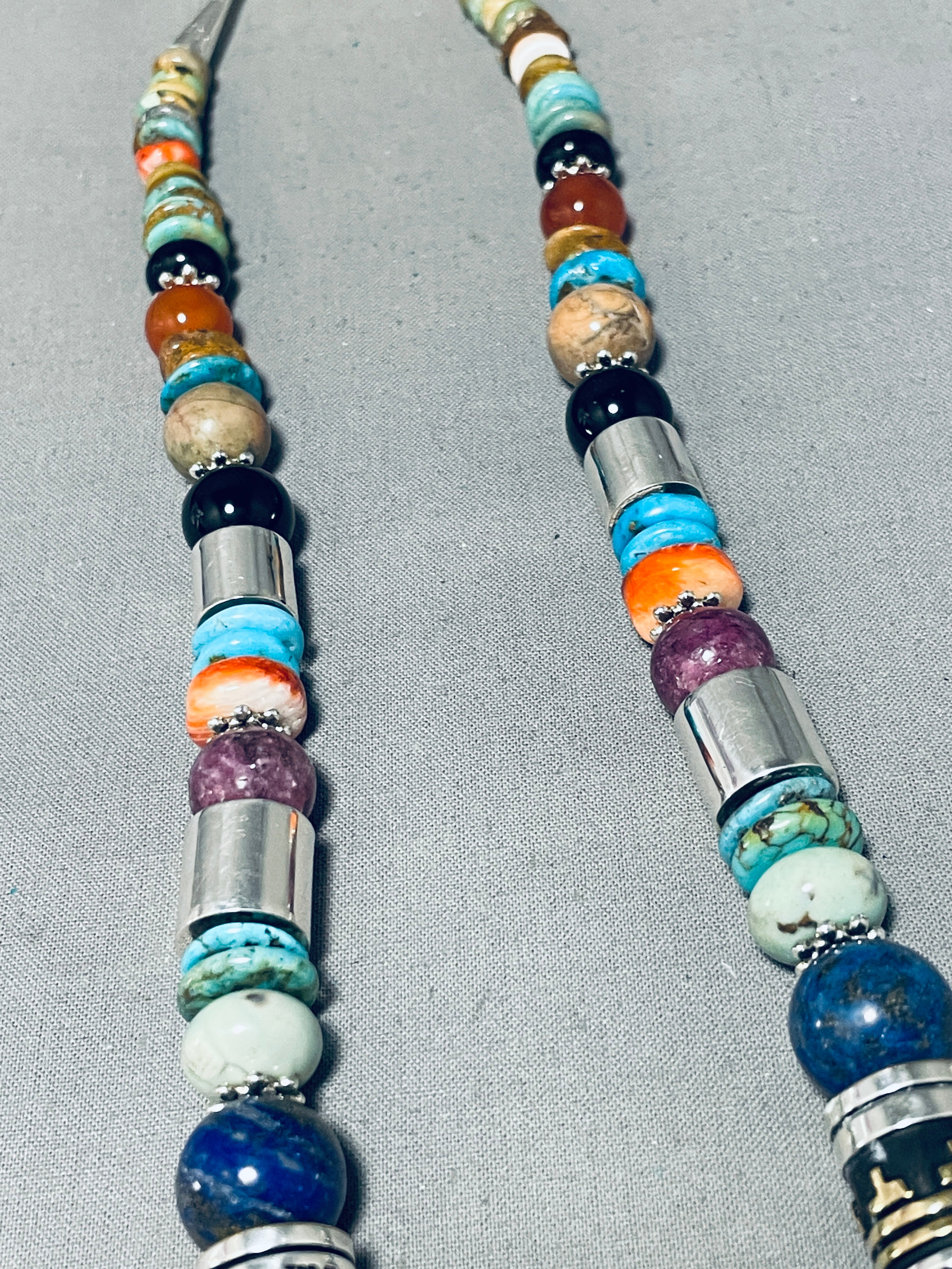 100 Gram Navajo Turquoise Lapis Sugulite Sterling Silver Necklace - Handmade Native American Jewelry for Women, Spiritual Healing & Boho Fashion Accessories