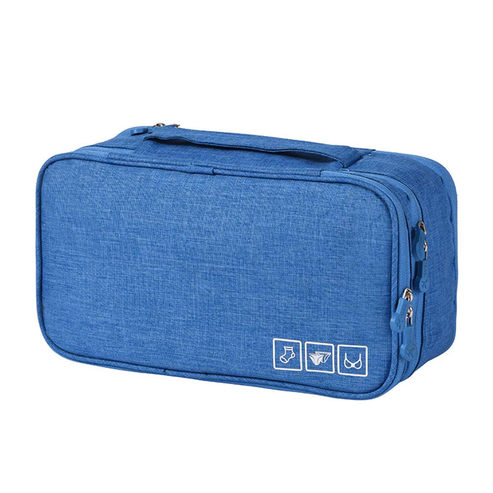 FRIDG Portable Travel Storage Bag for Bras, Underwear & Clothes - Large Waterproof Toiletry & Makeup Organizer Case for Women & Girls (Blue) - Perfect for Travel, Gym & Daily Organization