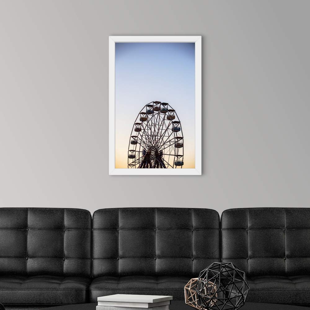 Virginia Beach Ferris Wheel White Framed Wall Art Print - Coastal Decor for Living Room, Bedroom & Office - Virginia Beach Souvenir & Travel Inspired Artwork