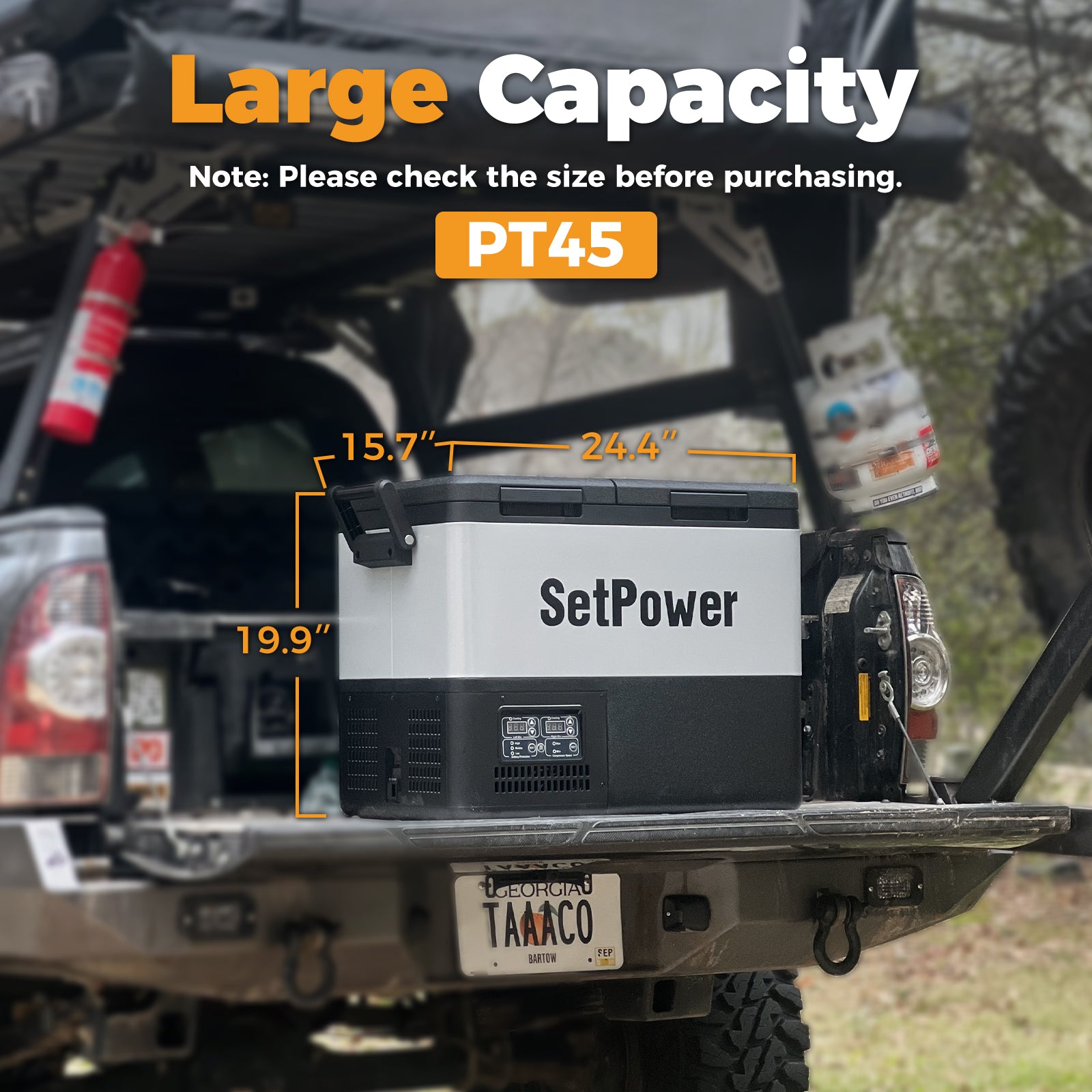 Setpower PT45 12V Dual Zone Electric Car Cooler - Portable Freezer for Road Trips, Camping & Outdoor Adventures | Vehicle Refrigerator for Truck, SUV & RV