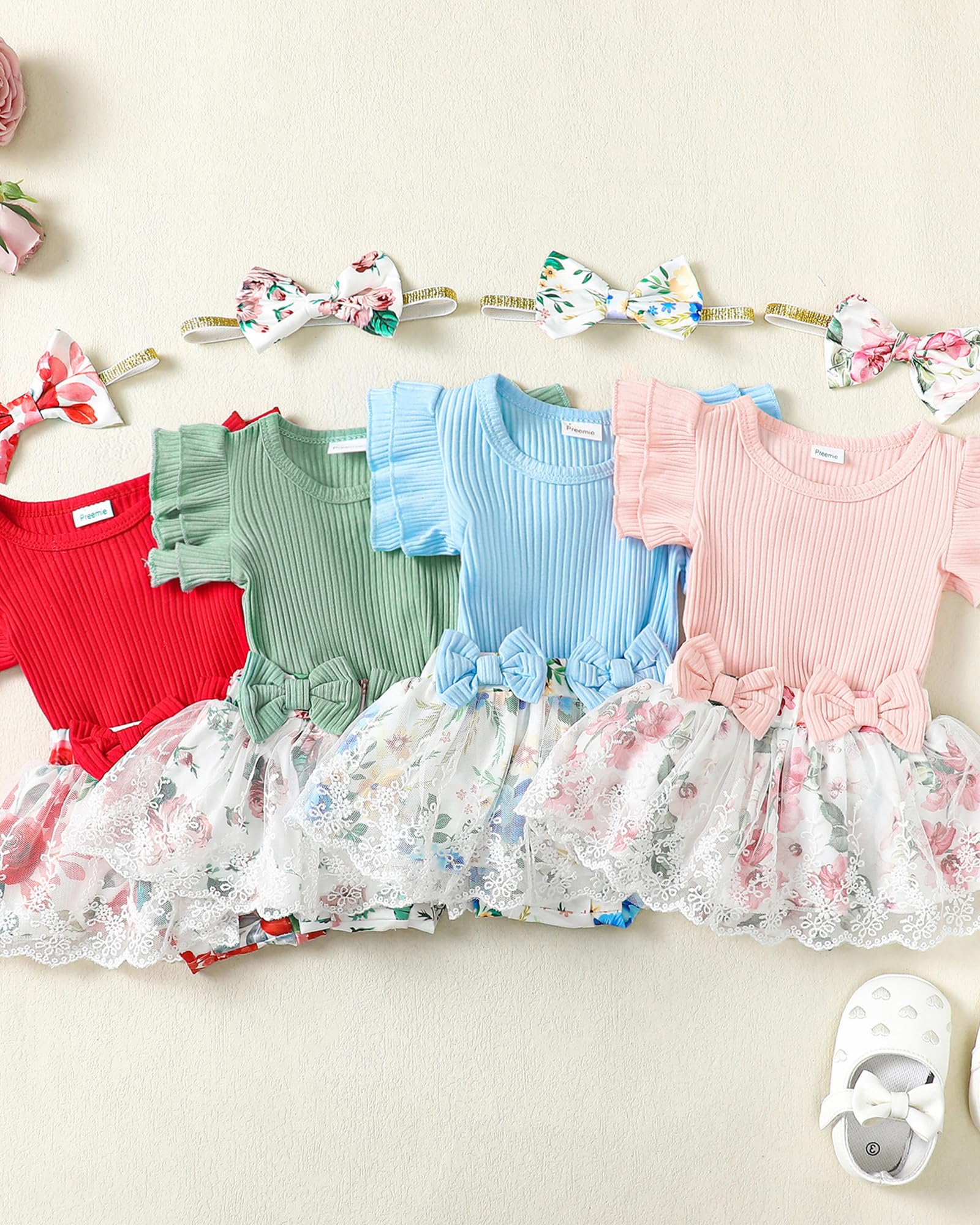 Mioglrie Preemie Clothes for Girls - Newborn Baby Outfits Set with Summer Romper Dress & Shorts | Soft Cotton Infant Wear for Hospital, Photo Shoots & Daily Comfort
