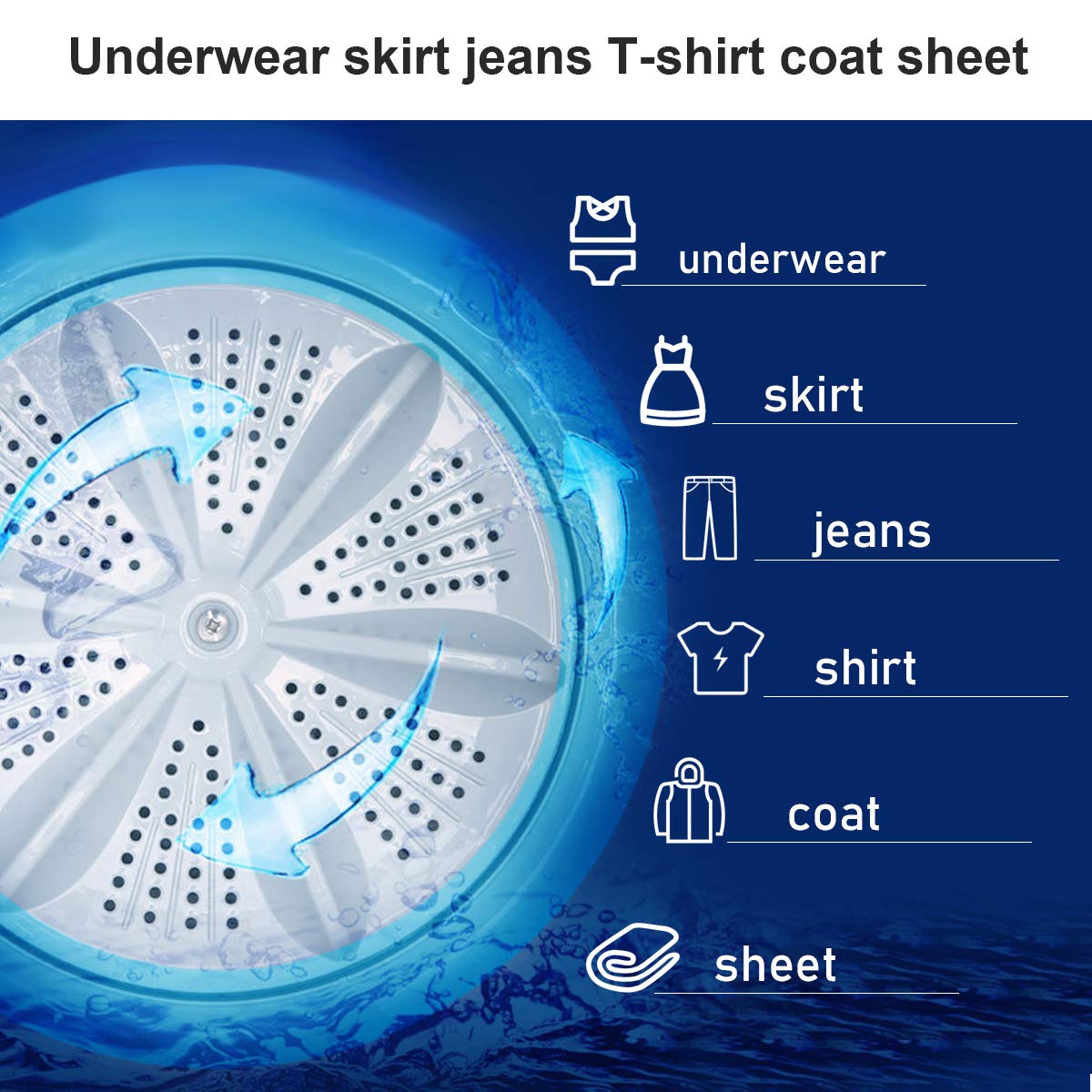 SAFEPLUS Full-Automatic Portable Mini Washing Machine - 7.7 lbs Capacity with Spin Dryer & Built-in LED Light | Perfect for Dorms, Apartments, RVs, Camping & Small Space Laundry Needs