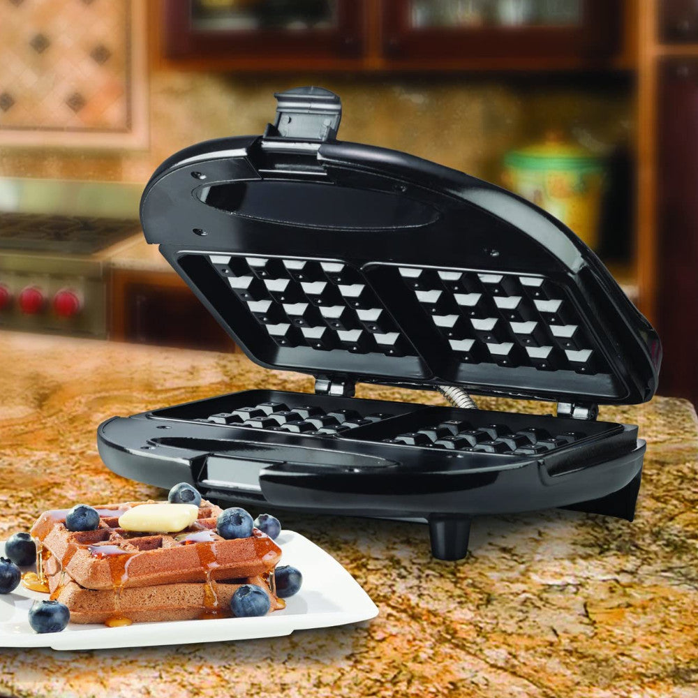 BRENTWOOD TS 243 Stainless Steel Waffle Maker - 4 Slice Belgian Waffle Iron with Adjustable Temperature - Perfect for Breakfast, Brunch & Family Gatherings