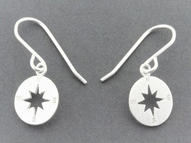 Sterling Silver Compass Drop Earrings for Women - Nautical Jewelry for Travel, Adventure & Everyday Wear