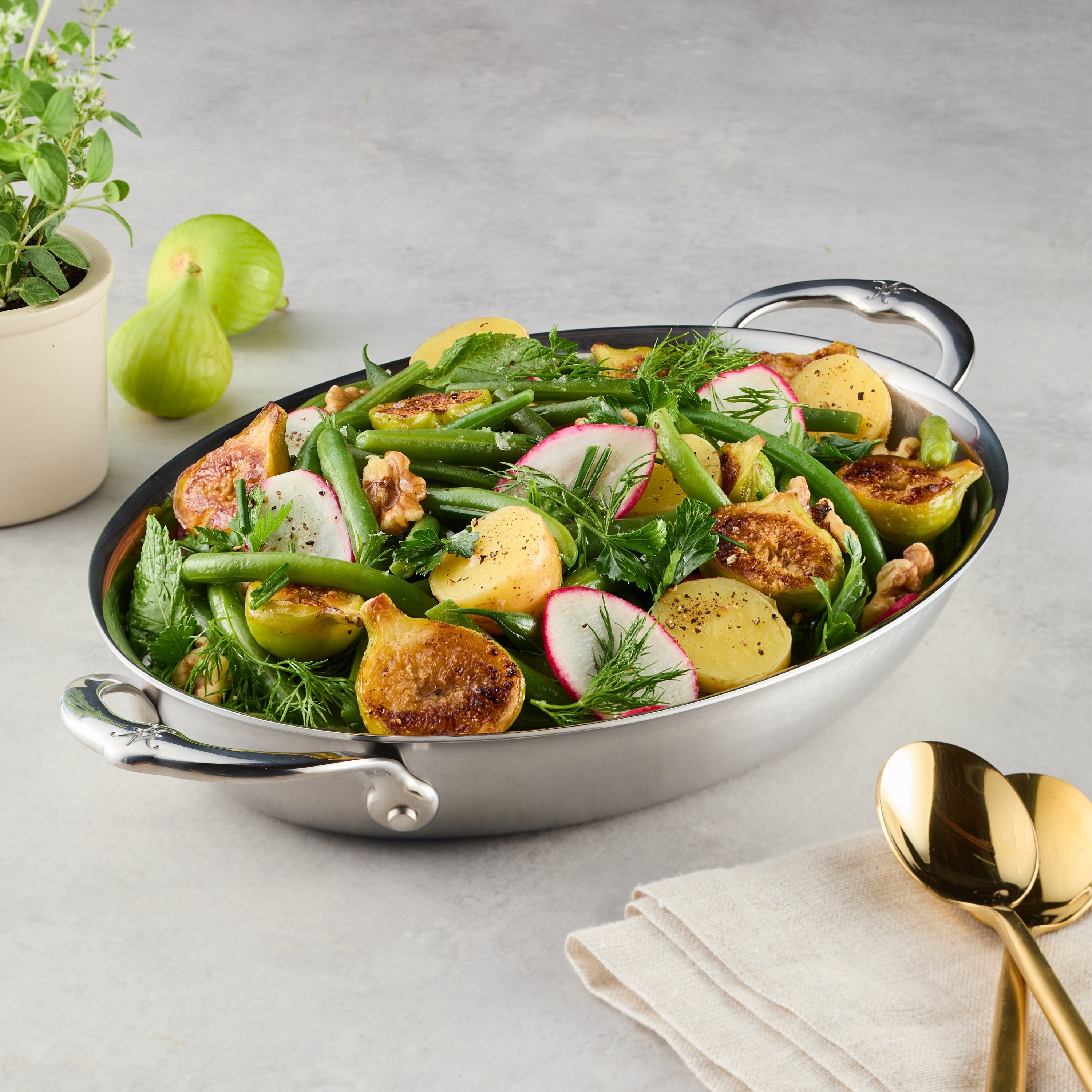 Premium Stainless Steel Oval Au Gratin Dish - Perfect for Baking Casseroles, Gratins & Side Dishes | Oven & Tableware Serving