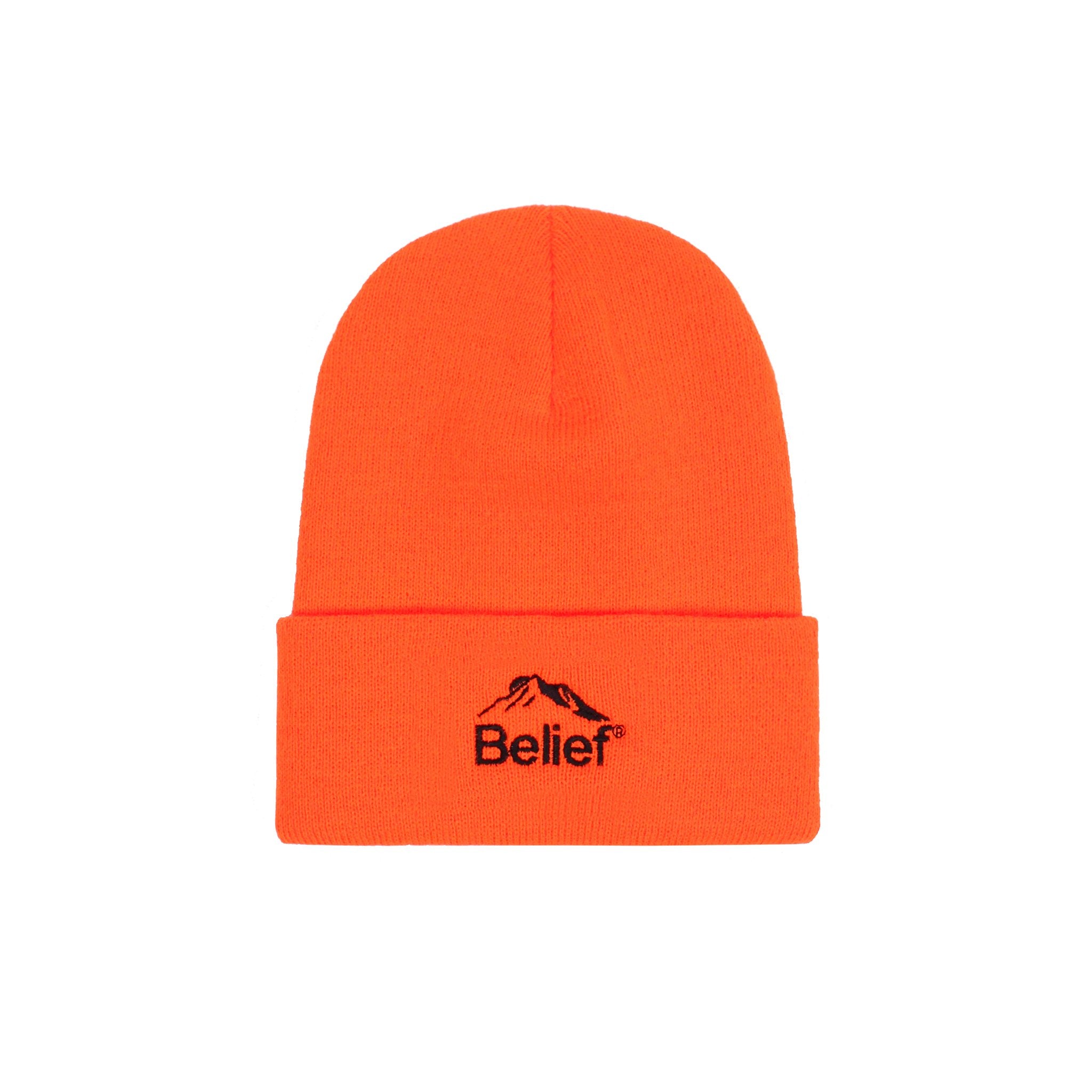 Belief NYC Summit Beanie - Blaze Orange Winter Hat for Men & Women - Warm Knit Skull Cap for Outdoor Activities, Hiking, Skiing, and Cold Weather Fashion