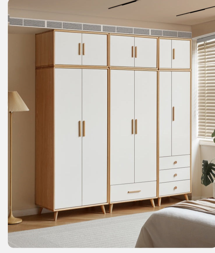 Solid Beech Wood Wardrobe Set - Modern Closet Organizer for Bedroom, Living Room & Office Storage