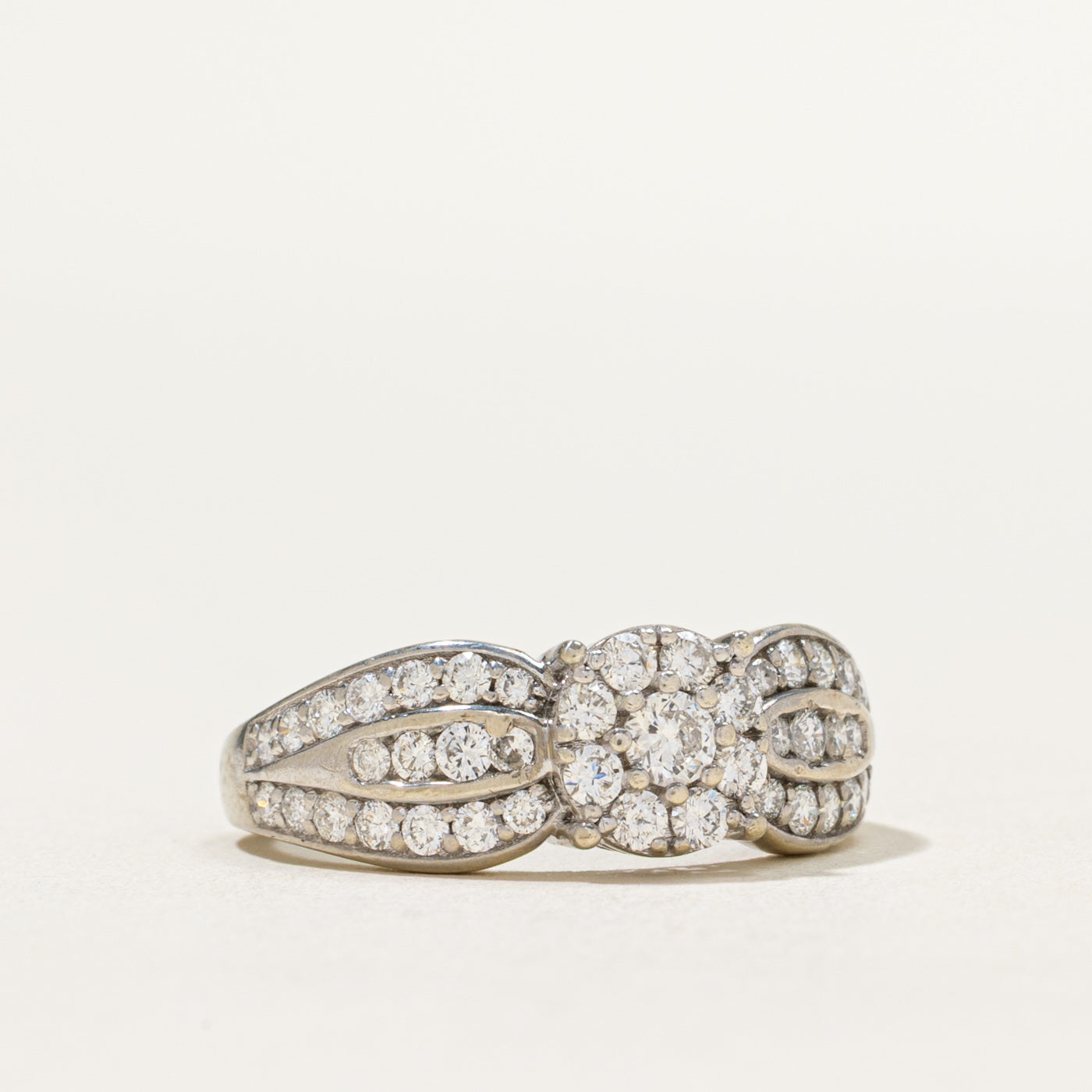 1.00ctw Diamond Cluster Tapered Ring - Size 7 | Elegant Wedding Band, Anniversary Gift for Her | Perfect for Engagement, Bridal Jewelry & Special Occasions