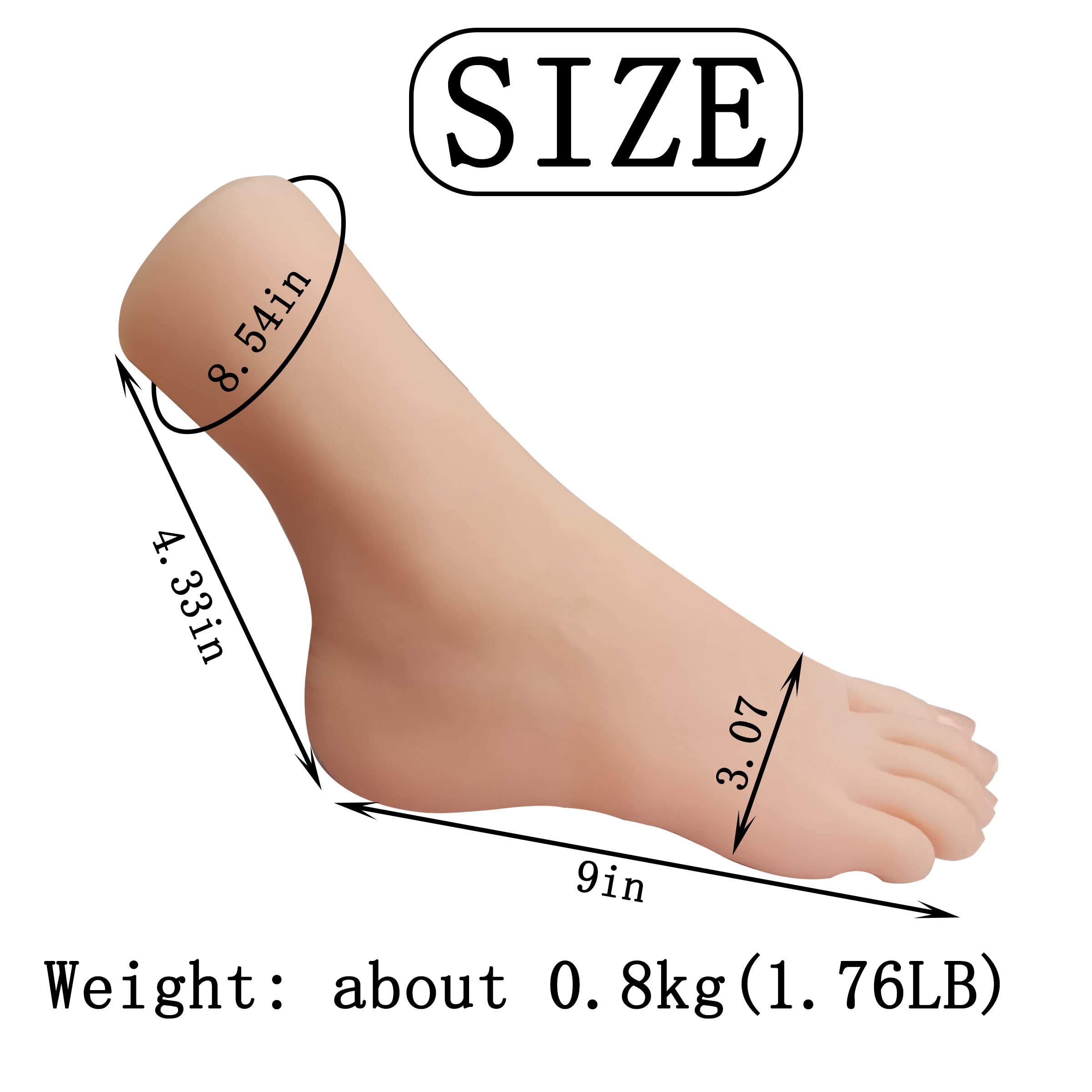 1 Pair Silicone Female Foot Model for Jewelry Display - Skin Tone with Pink Nails - Perfect for Sandal Sock Shows, Art Sketching & Fashion Photography