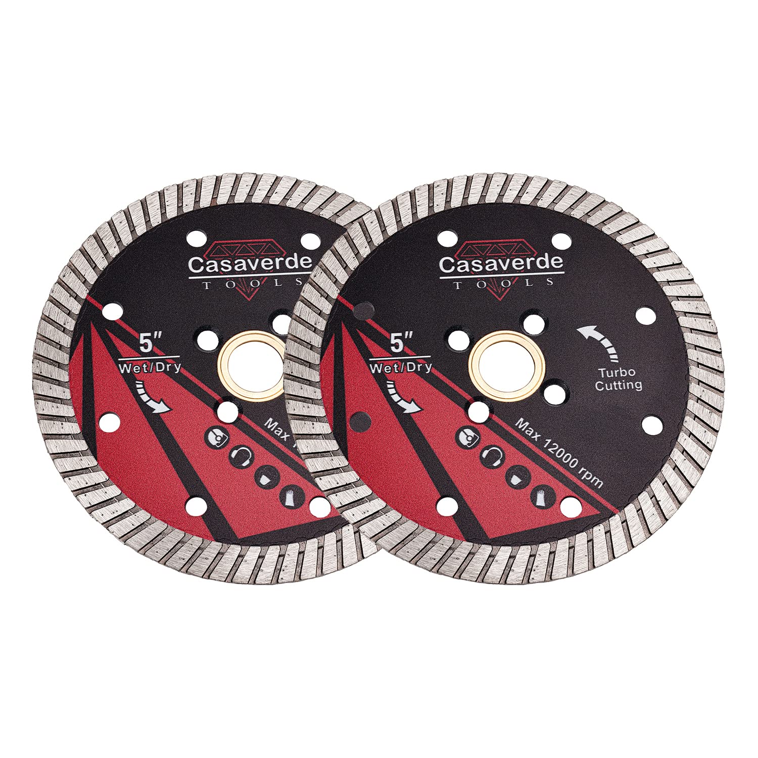 **Casaverde 2-Pack 5-Inch Diamond Turbo Blade for Cutting Granite, Marble, Concrete – Perfect for Tile, Stone, and Masonry Work**